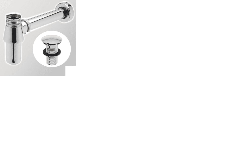 Chrome Round Bathroom Basin Sink Bottle Trap Pipe & Slotted Full Cover Waste-13818