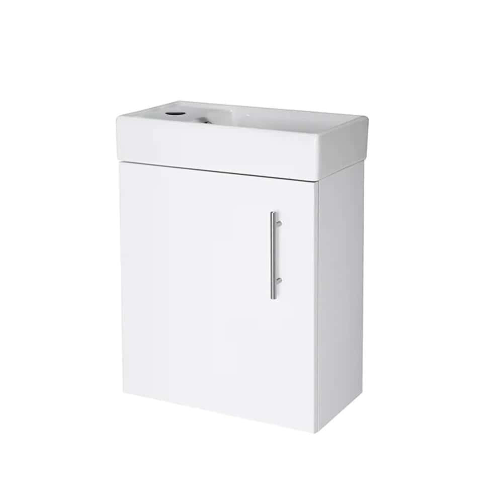 White Wall Hung Minimalist Compact Cloakroom Vanity Unit Basin/Sink 400mm-14867