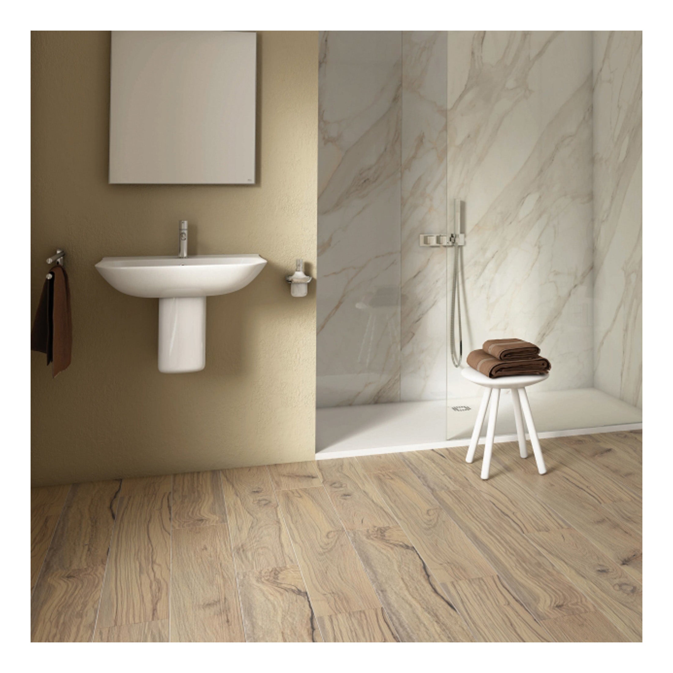 RAK Origin 62 Basin With Semi Pedestal - 650mm Wide - 1 TH - Alpine White