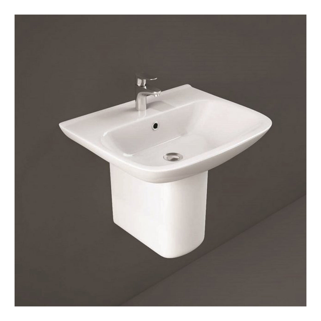 RAK Origin 62 Basin With Semi Pedestal - 650mm Wide - 1 TH - Alpine White