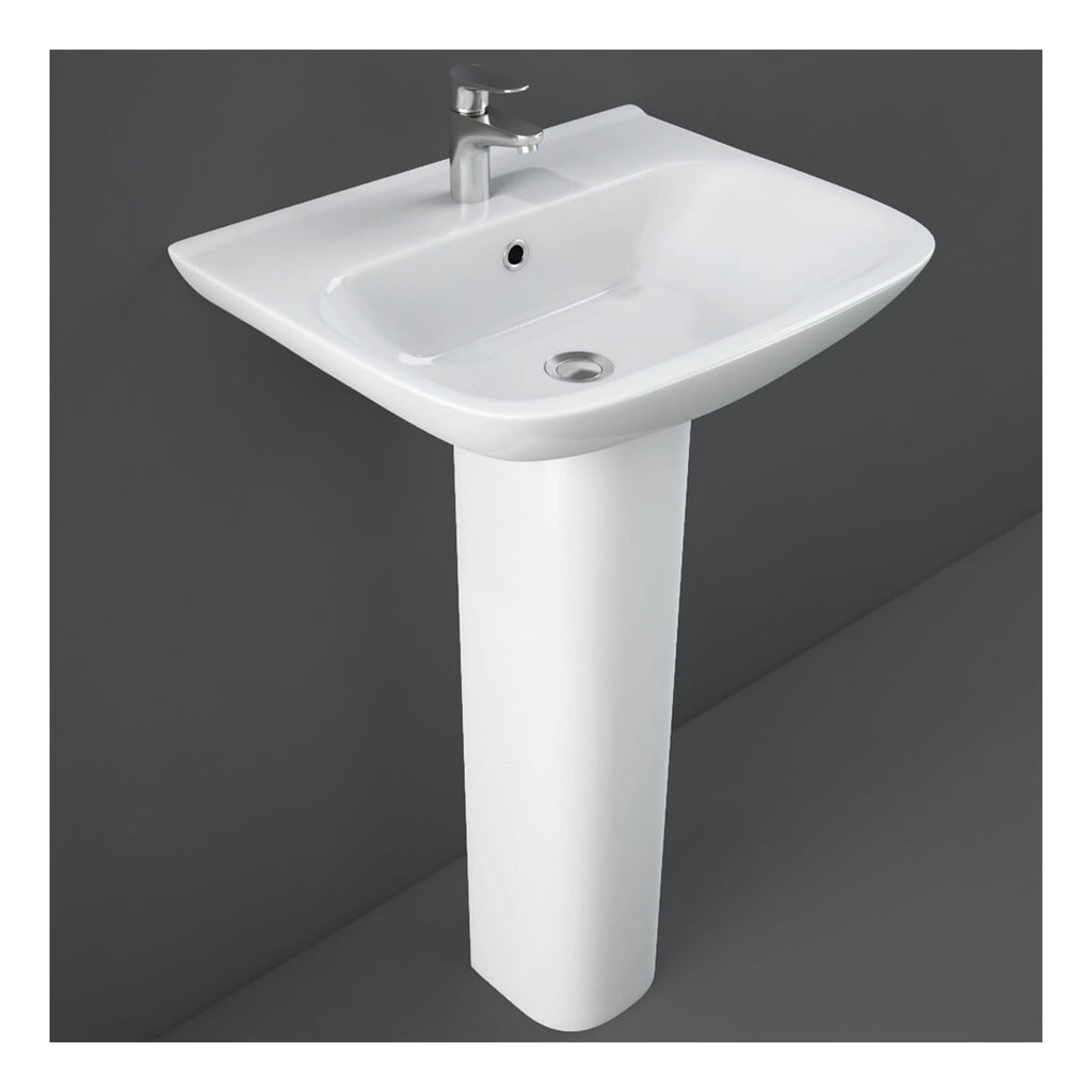 RAK Origin 62 Basin With Full Pedestal - 450mm Wide - 1 TH - Alpine White