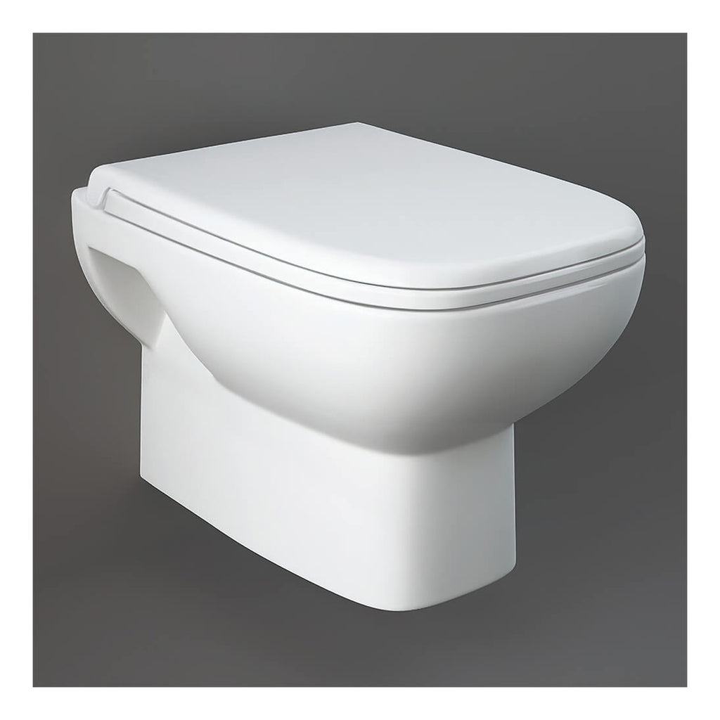 RAK Origin 62 Wall Hung Toilet And Urea Soft Close Seat - Alpine White