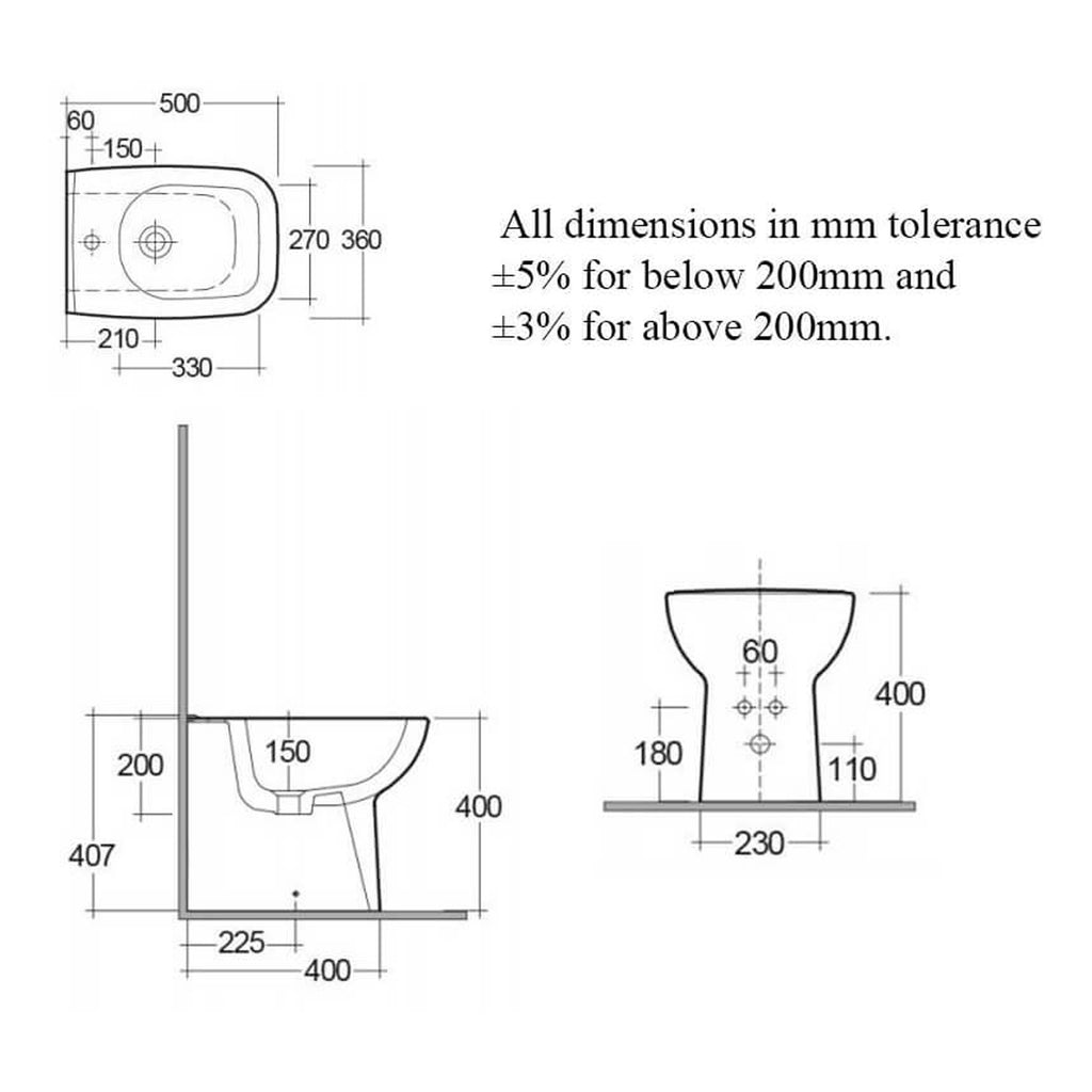 RAK Origin Back to Wall Bidet - 1 TH - Alpine White