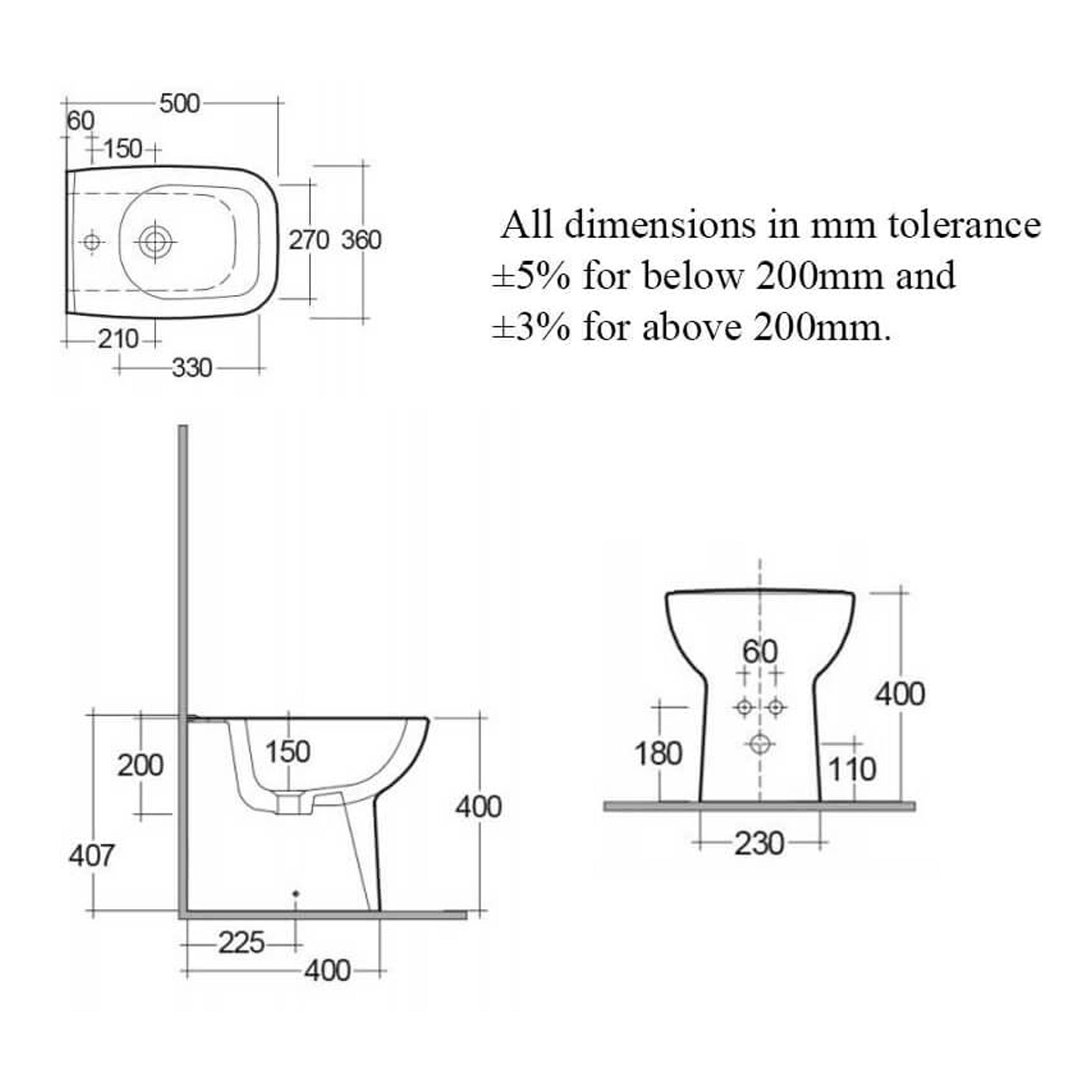RAK Origin Back to Wall Bidet - 1 TH - Alpine White