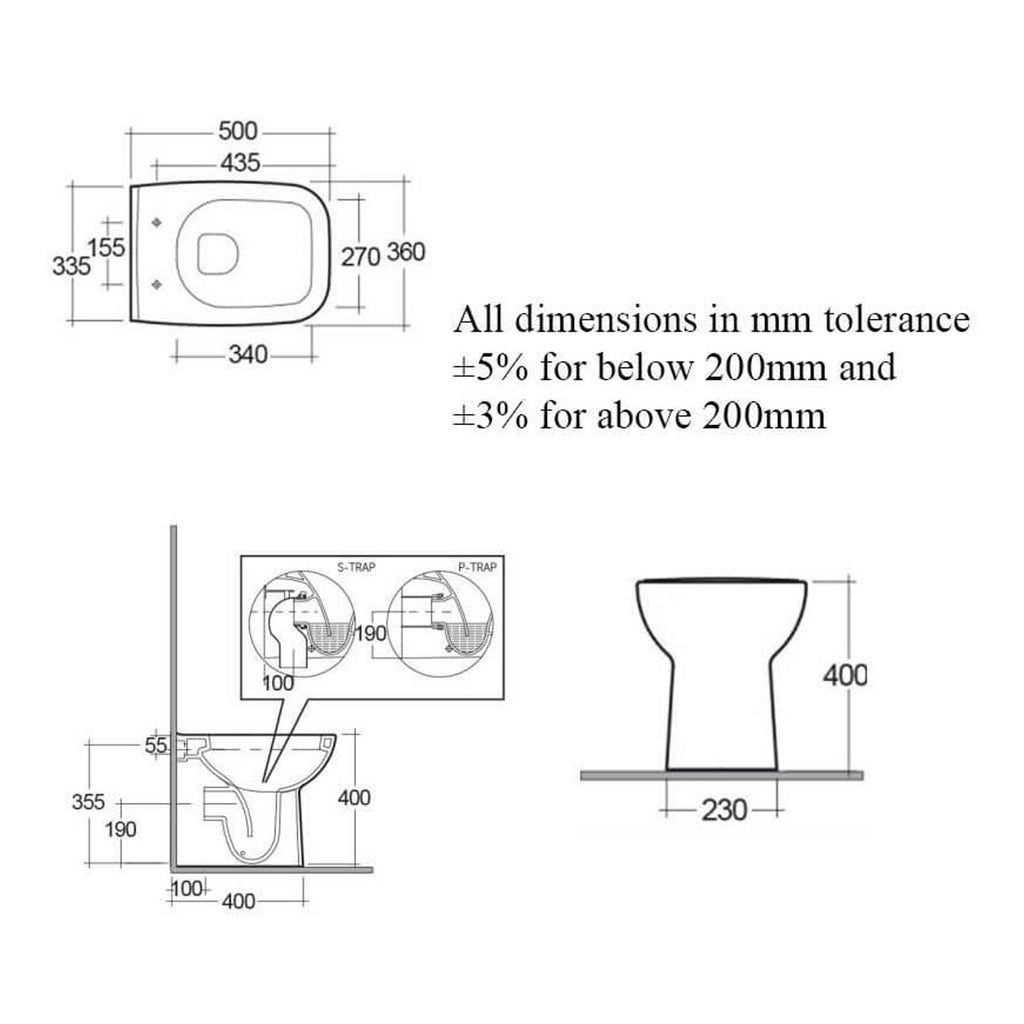 RAK Origin 62 Back to Wall Toilet And Soft Close Seat - Alpine White