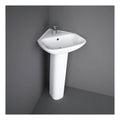 RAK Origin 62 Corner Basin With Full Pedestal - 450mm Wide - 1 TH - Alpine White