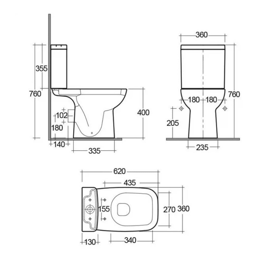 RAK Origin Full Access Close Coupled Toilet With Cistern And Soft Close Toilet Seat - Alpine White