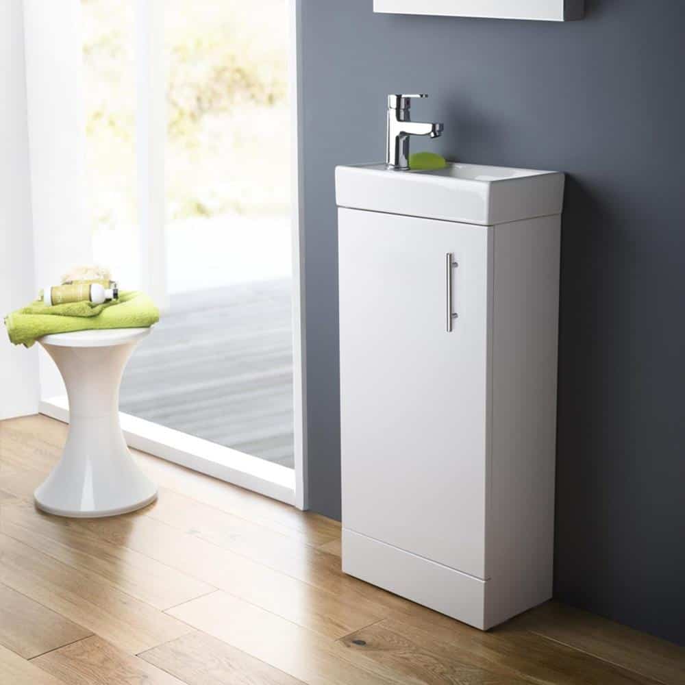 Compant Vanity Unit Including Ceramic Basin/Sink & Black Waterfall Tap with Waste-13335