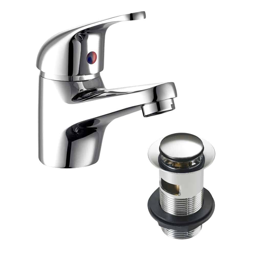 Modern Chrome Bathroom Bath Filler Mixer & Basin Sink Mono Tap Inc Waste-12994