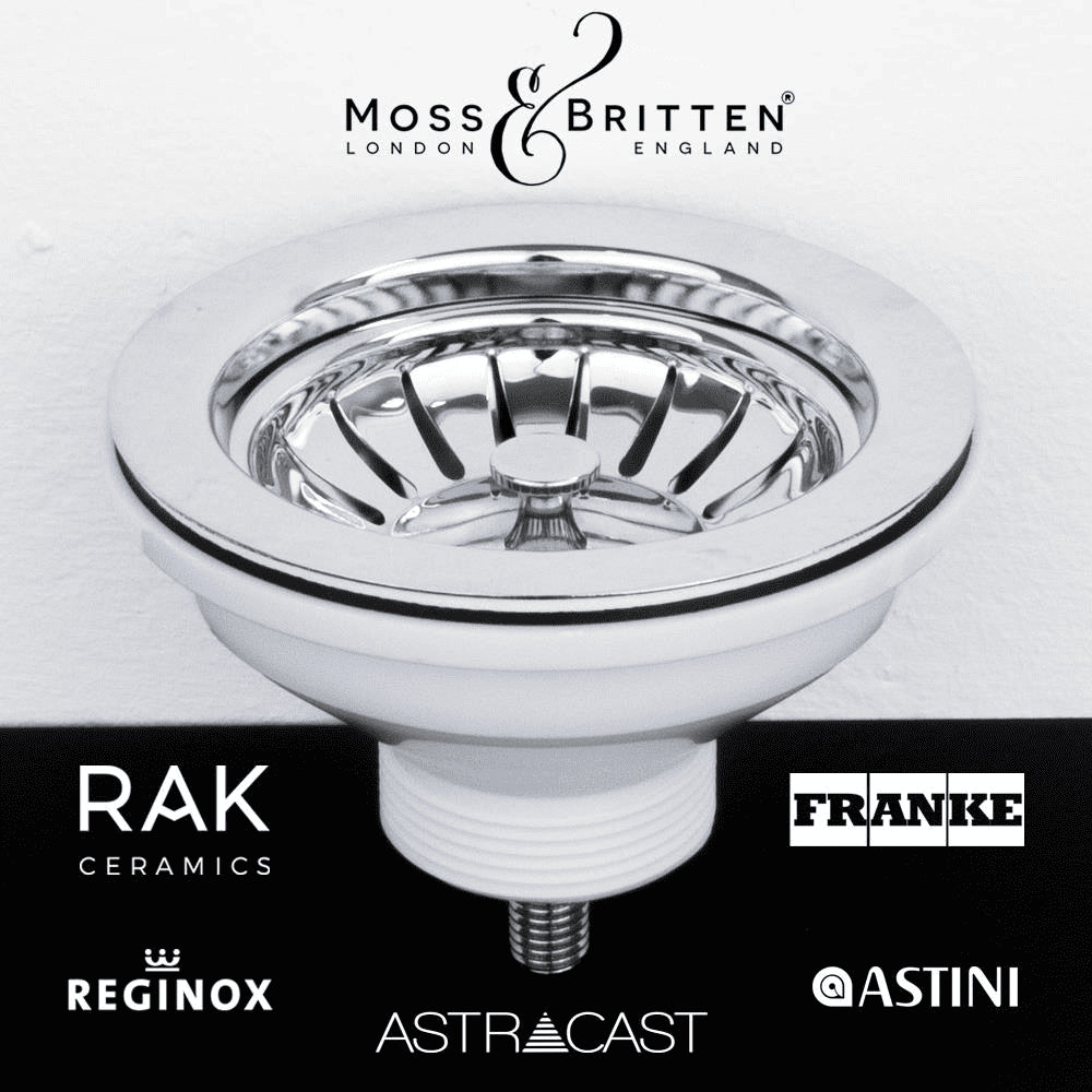 Moss & Britten Luxury CHROME Kitchen Basket Strainer Waste-0
