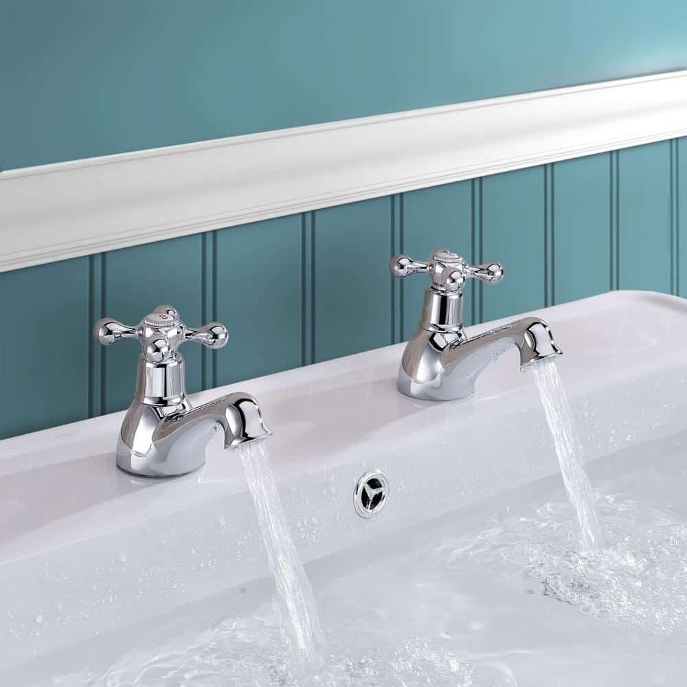 Sterling Traditional Bath Filler Mixer & Basin Tap Pack Hot & Cold Pair Inc. Bath Waste - Chrome-13391