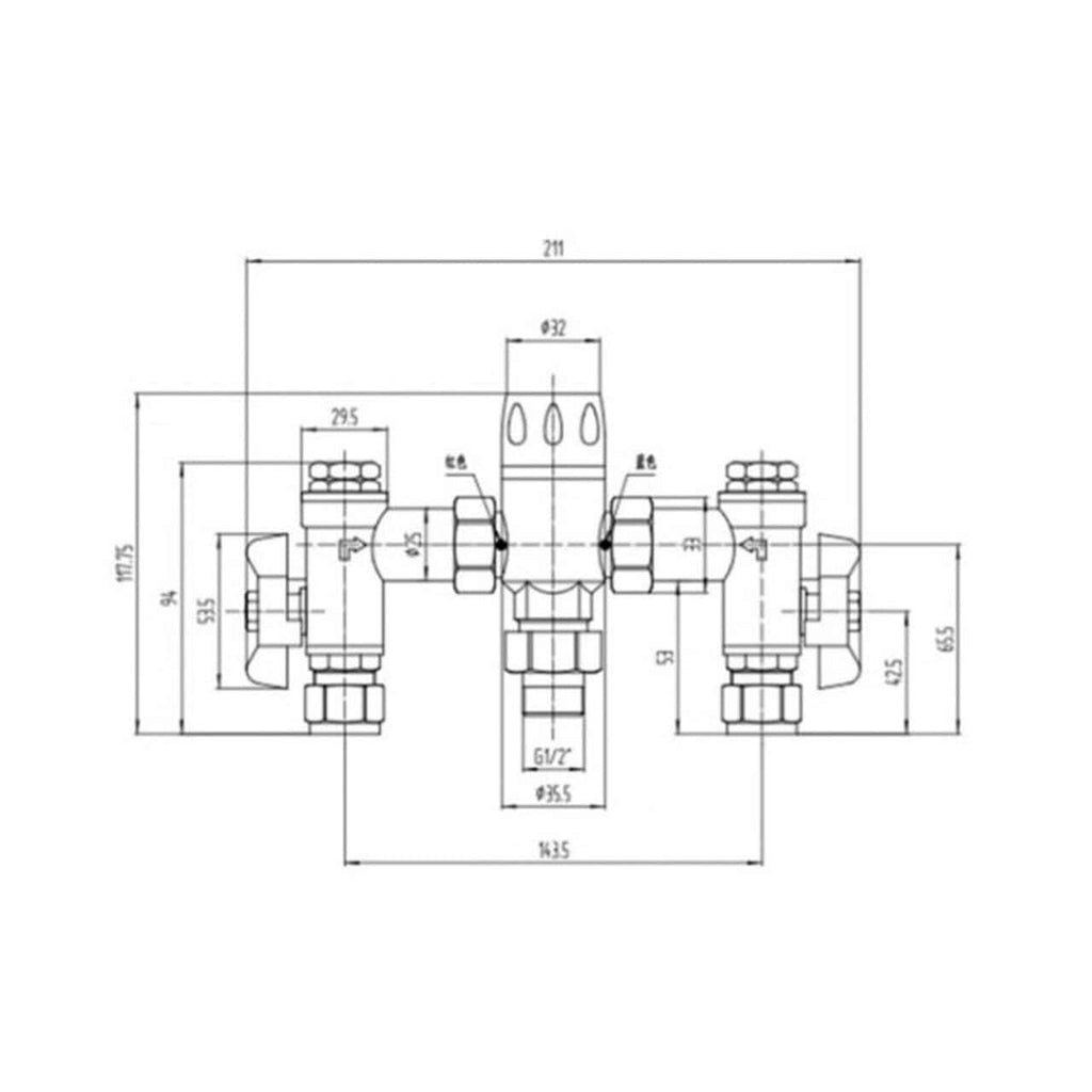 RAK Compact Commercial 22mm Thermostatic Mixing Valve - Chrome