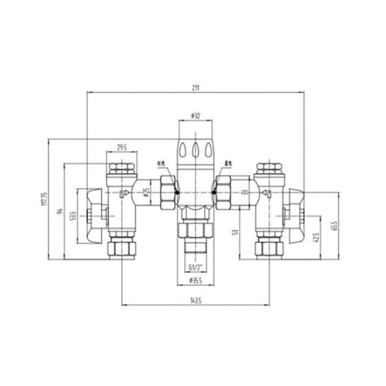 RAK Compact Commercial 22mm Thermostatic Mixing Valve - Chrome