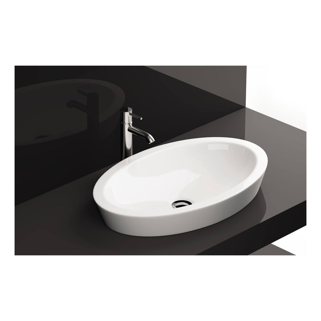 RAK Resort Oval Sit-On Countertop Basin - 580mm Wide - 0 TH - Alpine White