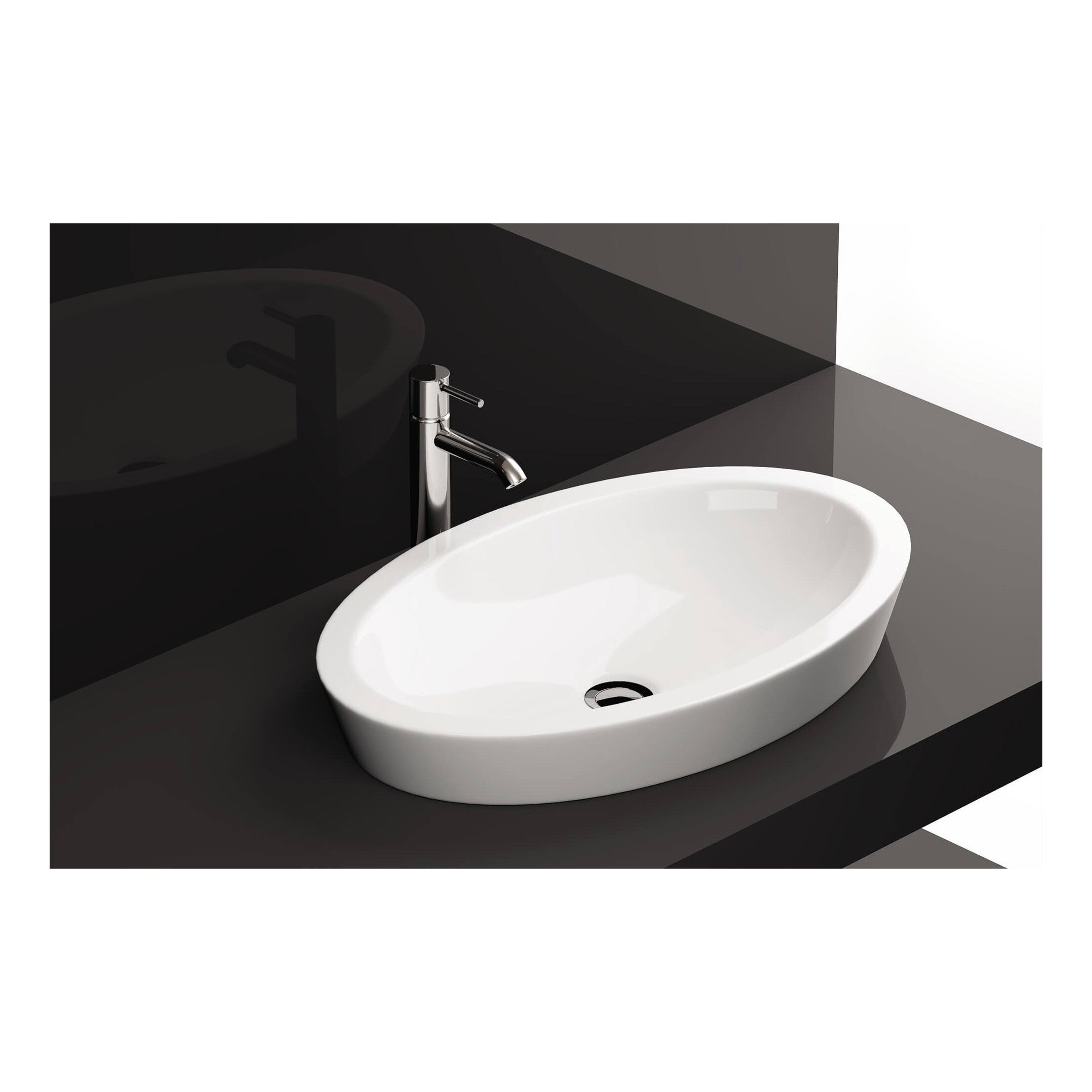 RAK Resort Oval Sit-On Countertop Basin - 580mm Wide - 0 TH - Alpine White