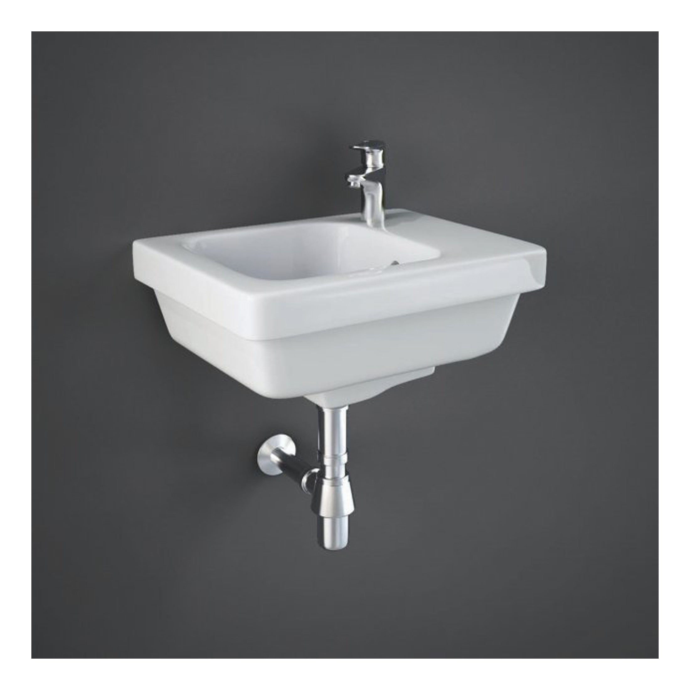 RAK Resort Wall Hung Basin - 360mm Wide - 1 TH - Right Handed - Alpine White