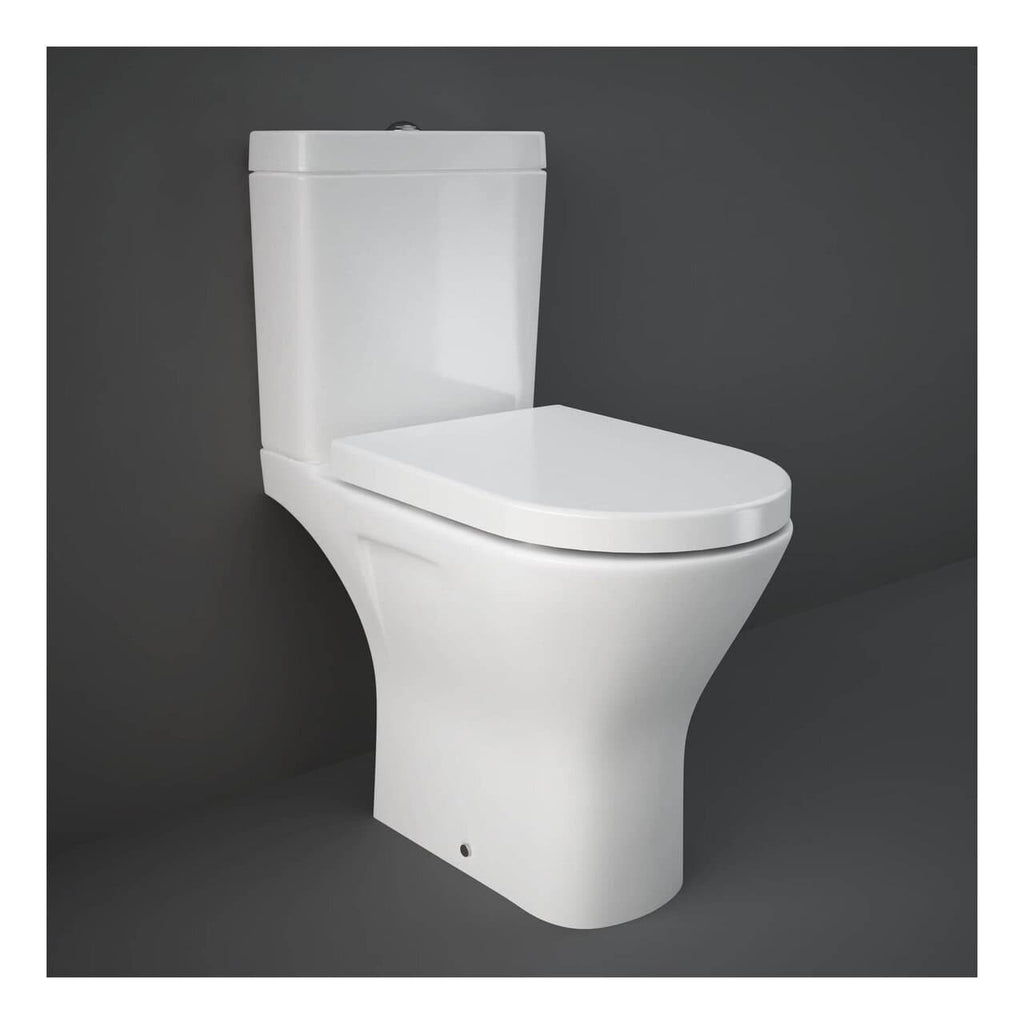 RAK Resort Maxi Full Access Rimless Back To Wall Close Coupled Toilet With Cistern And Soft Close Seat - White