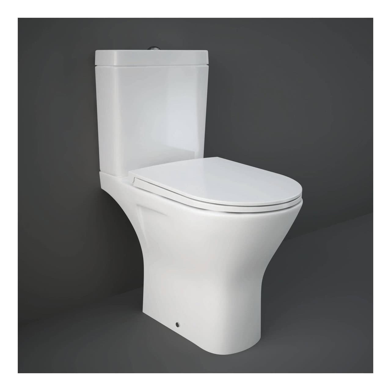 RAK Resort Maxi Full Access Rimless Back To Wall Close Coupled Toilet With Cistern And Slim Sandwich Soft Close Seat - White