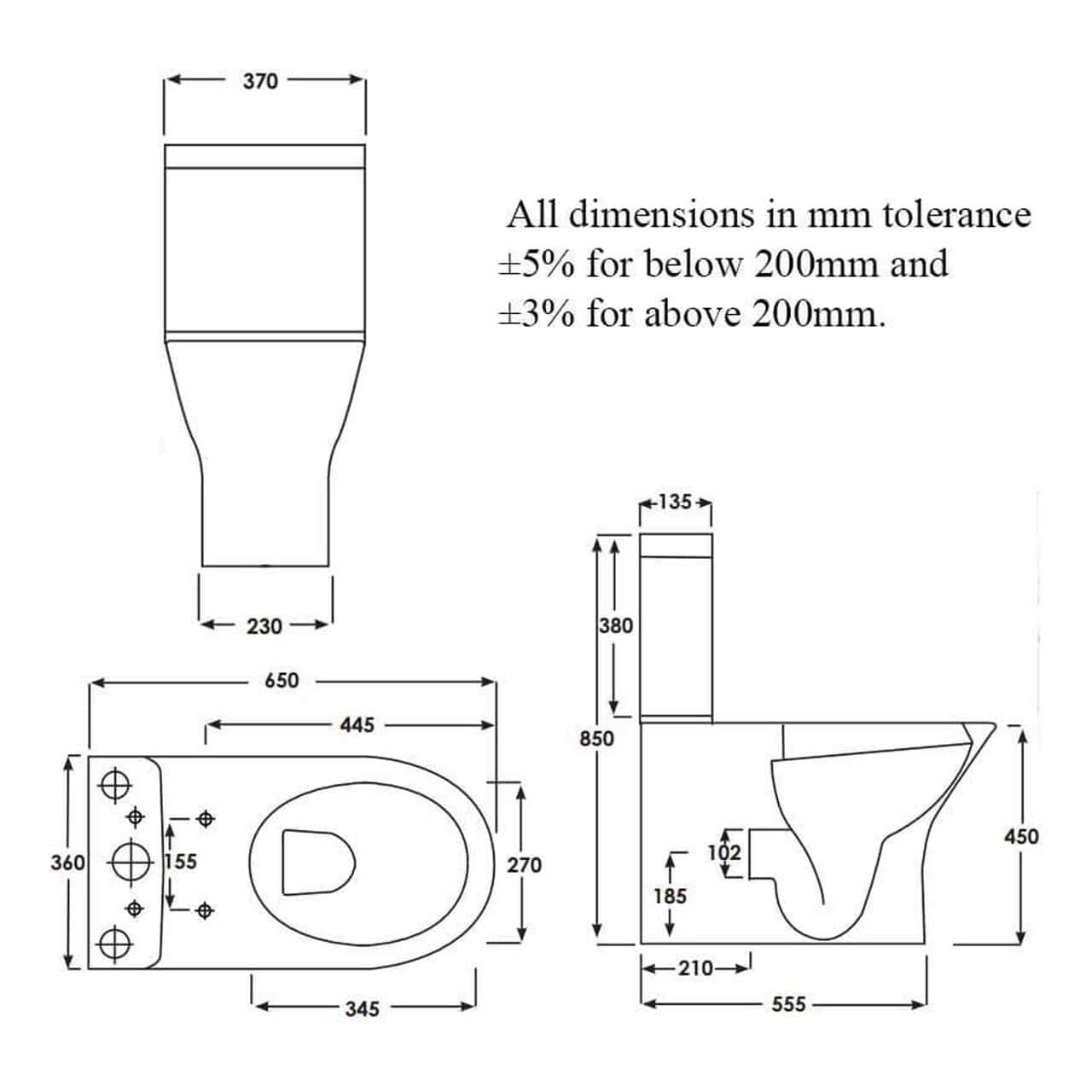 RAK Resort Maxi Rimless Back To Wall Close Coupled Toilet With Cistern And Slim Sandwich Soft Close Seat - White