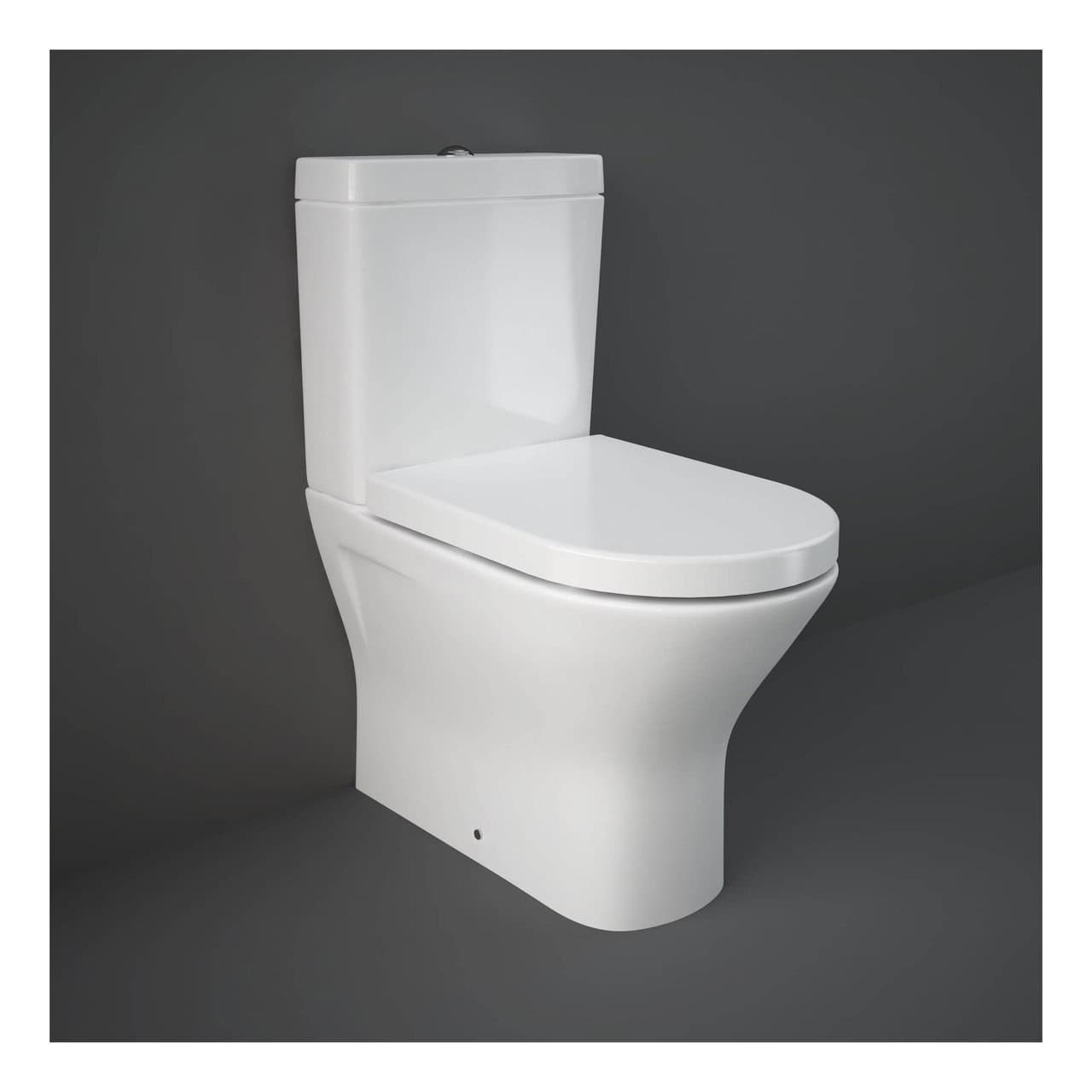 RAK Resort Mini Rimless Back To Wall Close Coupled Toilet With Cistern And Soft Close Seat - White
