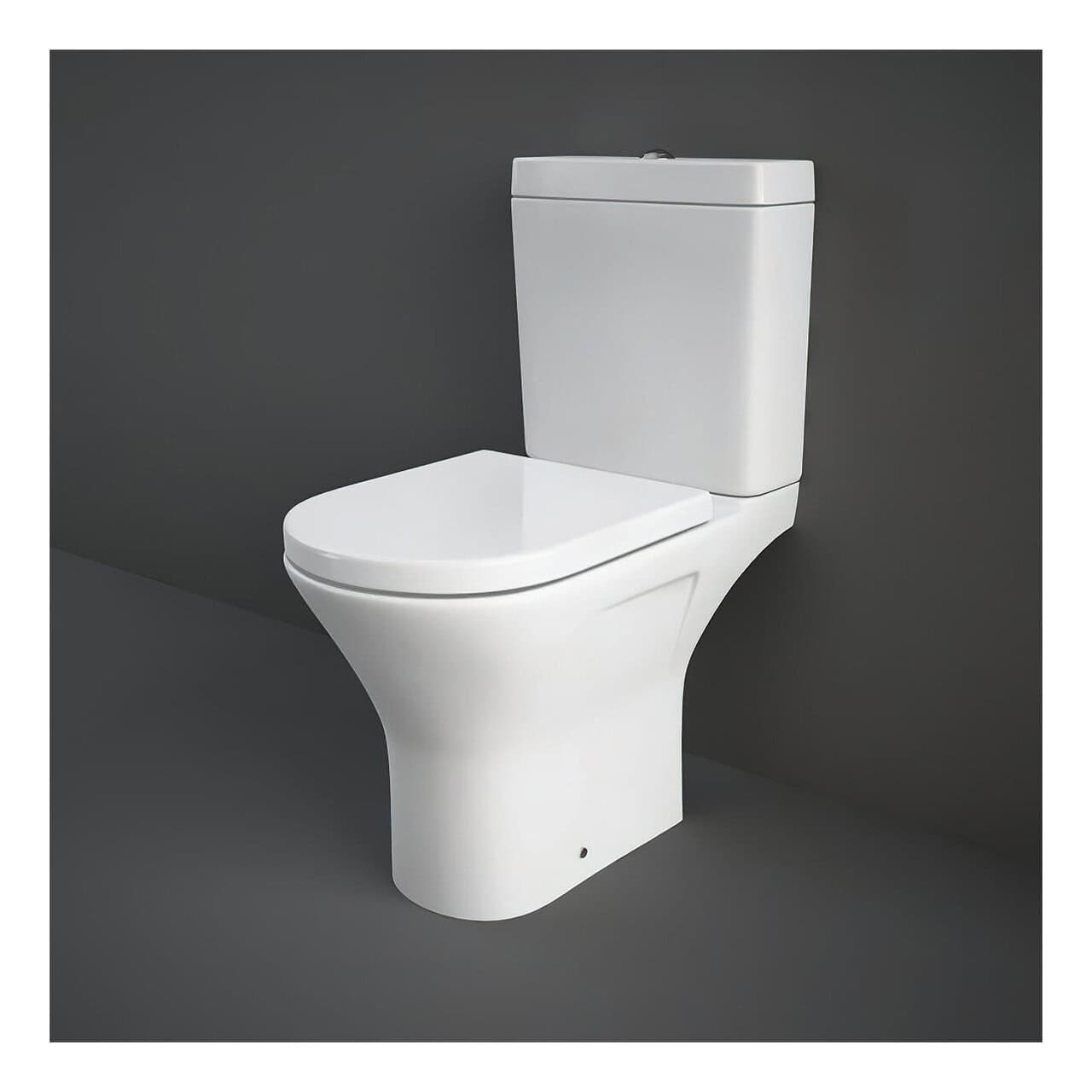 RAK Resort Mini Full Access Rimless Back To Wall Close Coupled Toilet With Cistern And Soft Close Seat - White