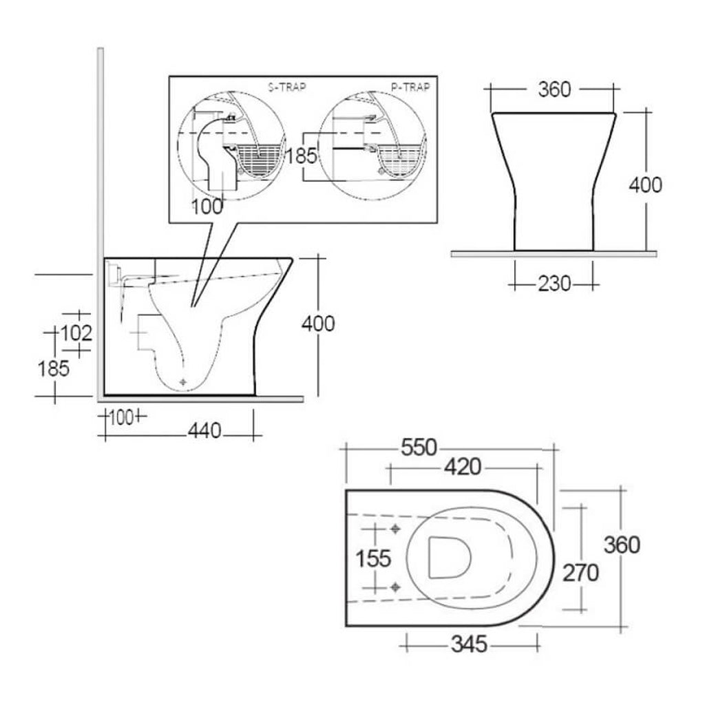 RAK Resort Rimless Back to Wall Toilet With Soft Close Seat - White