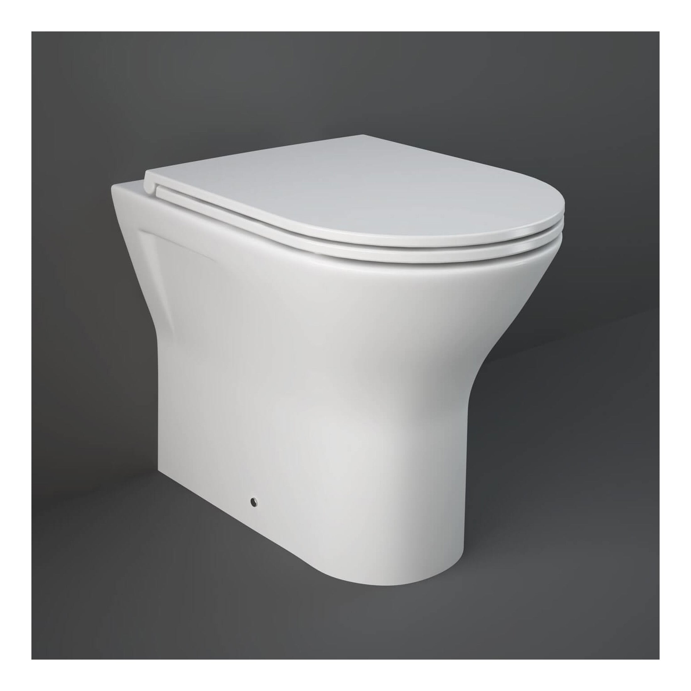 RAK Resort Rimless Comfort Height Back to Wall Toilet With Slim Sandwich Soft Close Seat - White