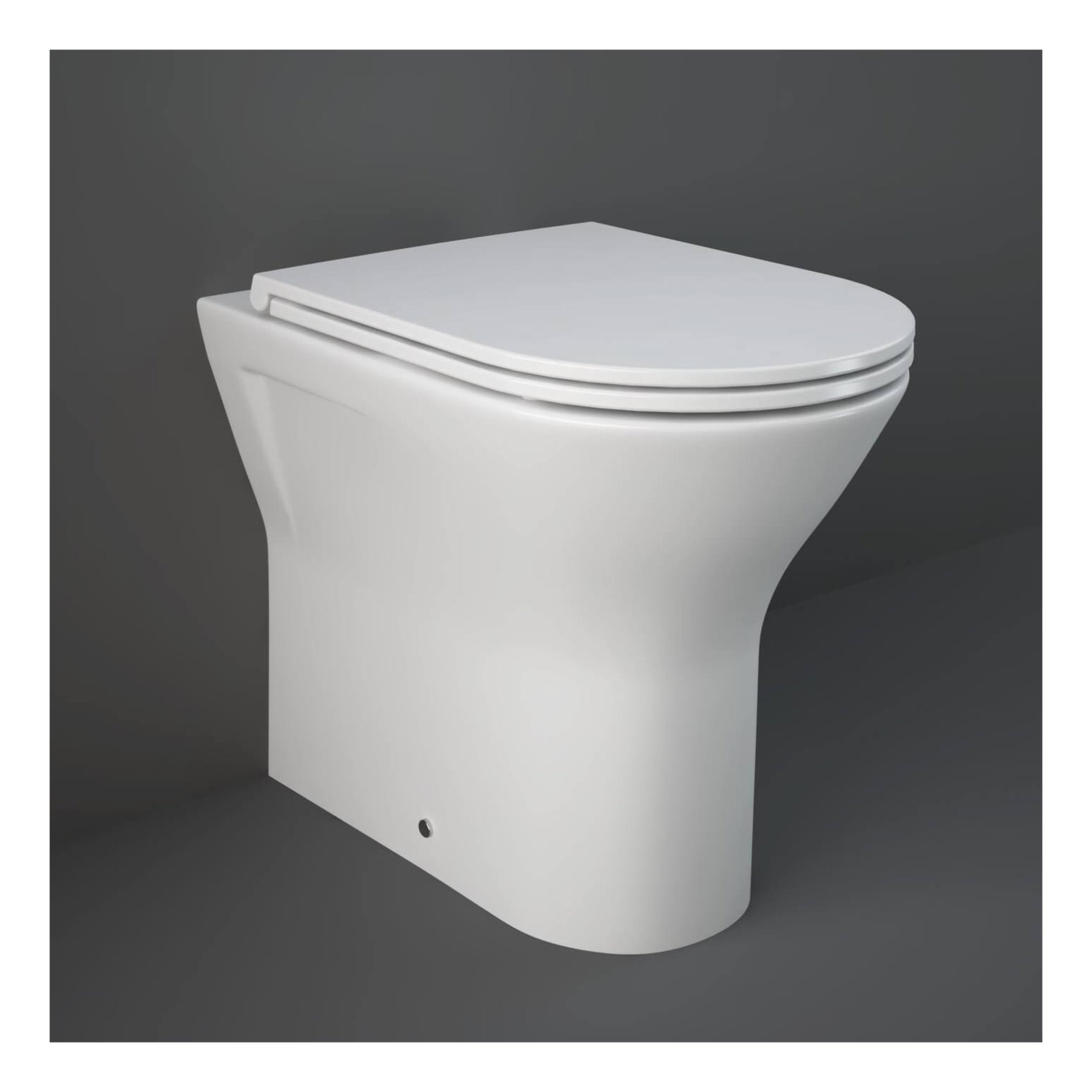 RAK Resort Rimless Extended Height Back to Wall Toilet With Slim Sandwich Soft Close Seat - White