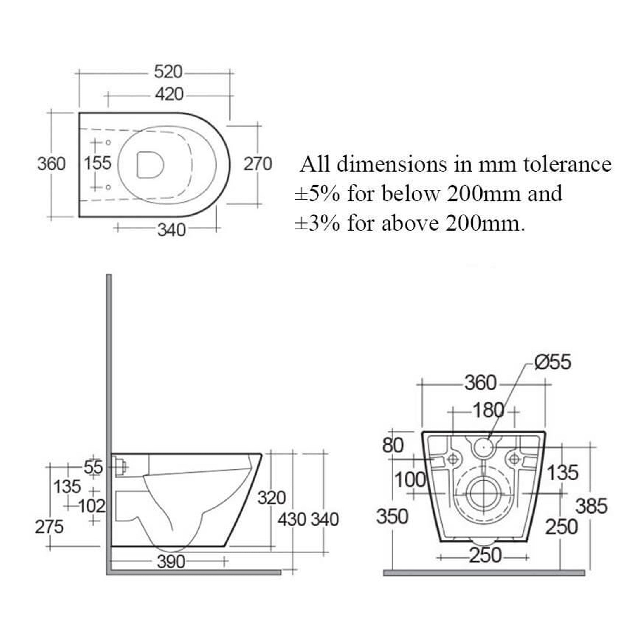 RAK Resort Rimless Hidden Fixation Wall Hung Toilet With Slim Sandwich Soft Close Seat - White