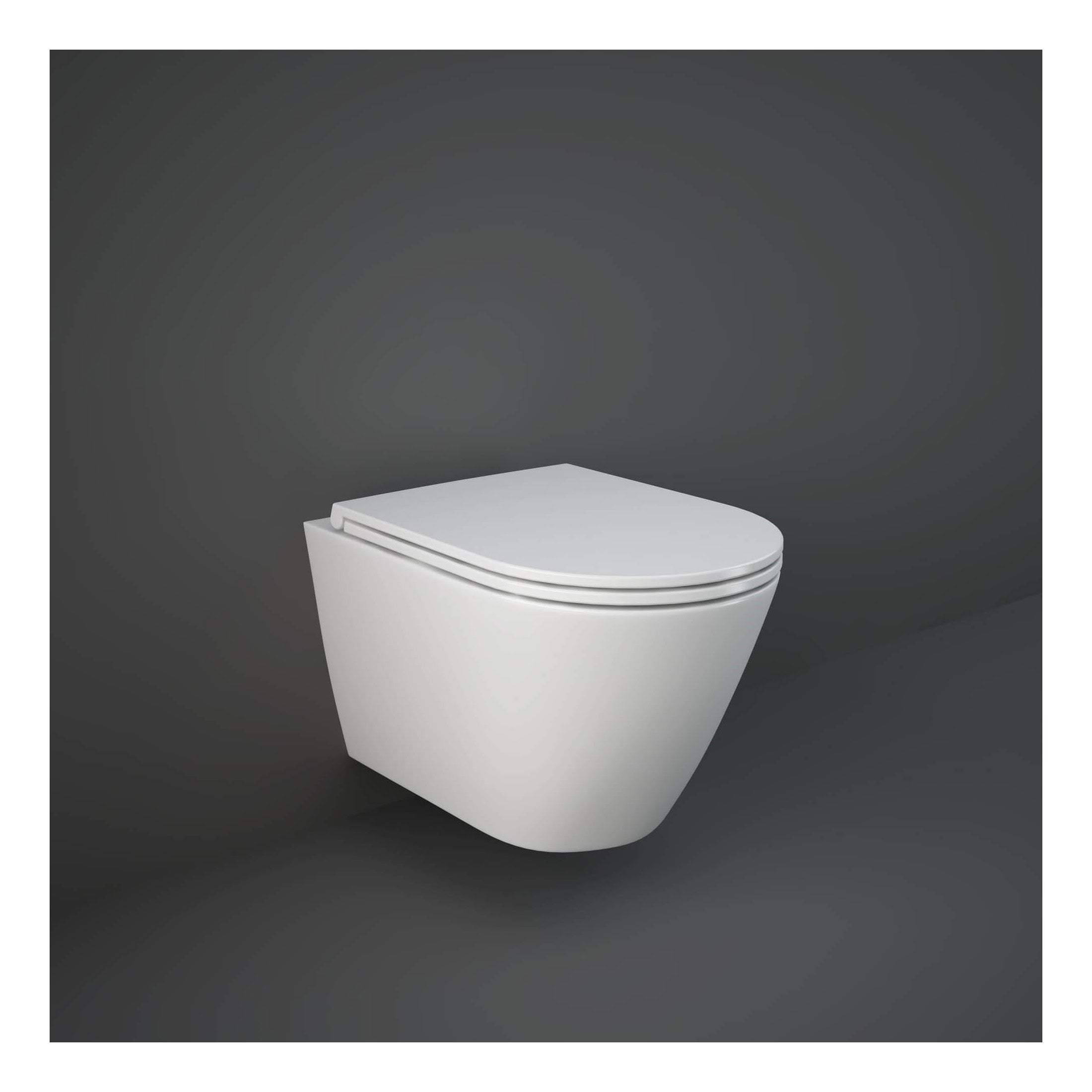 RAK Resort Rimless Hidden Fixation Wall Hung Toilet With Slim Sandwich Soft Close Seat - White