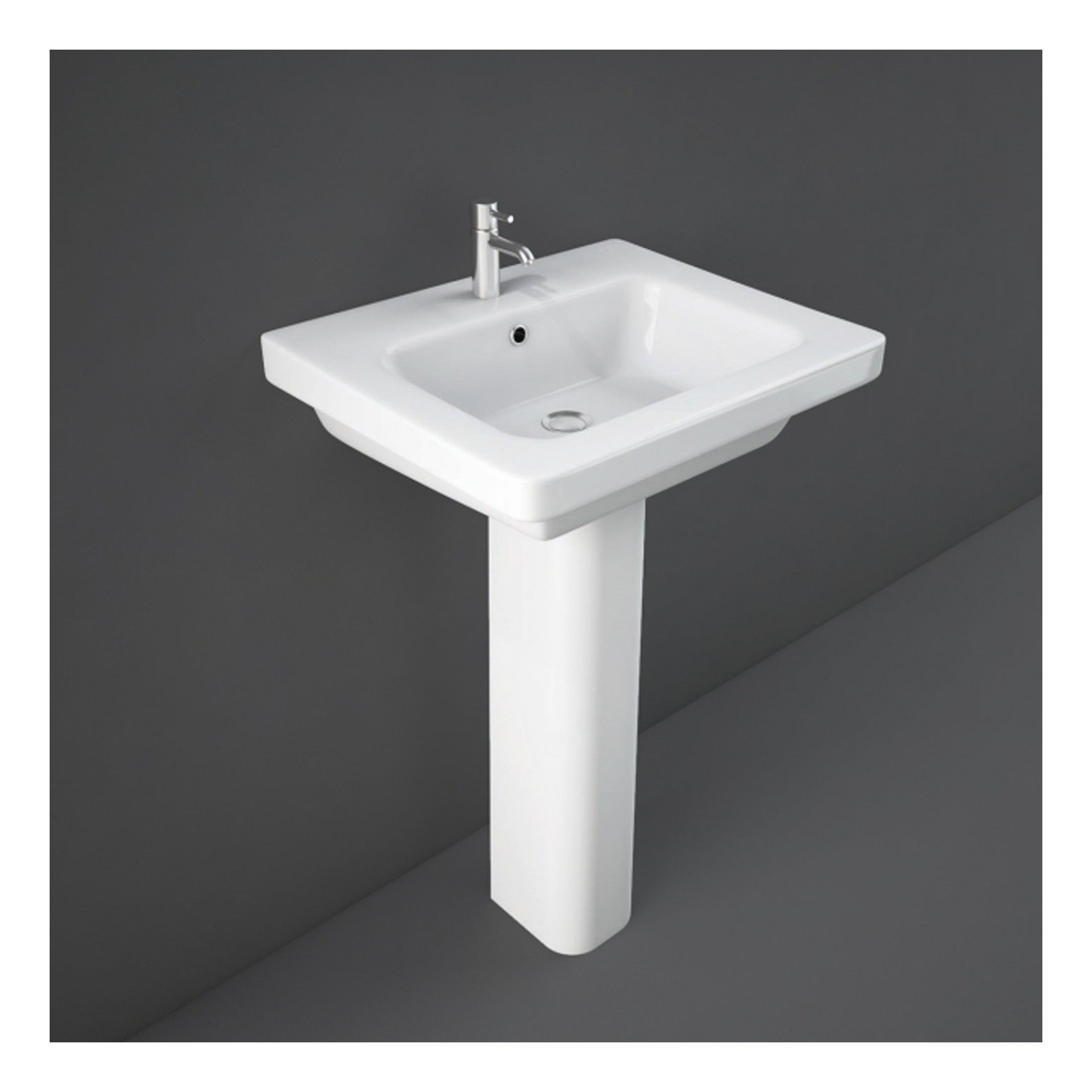 RAK Resort Basin With Full Pedestal - 500mm Wide - 1 TH - Alpine White