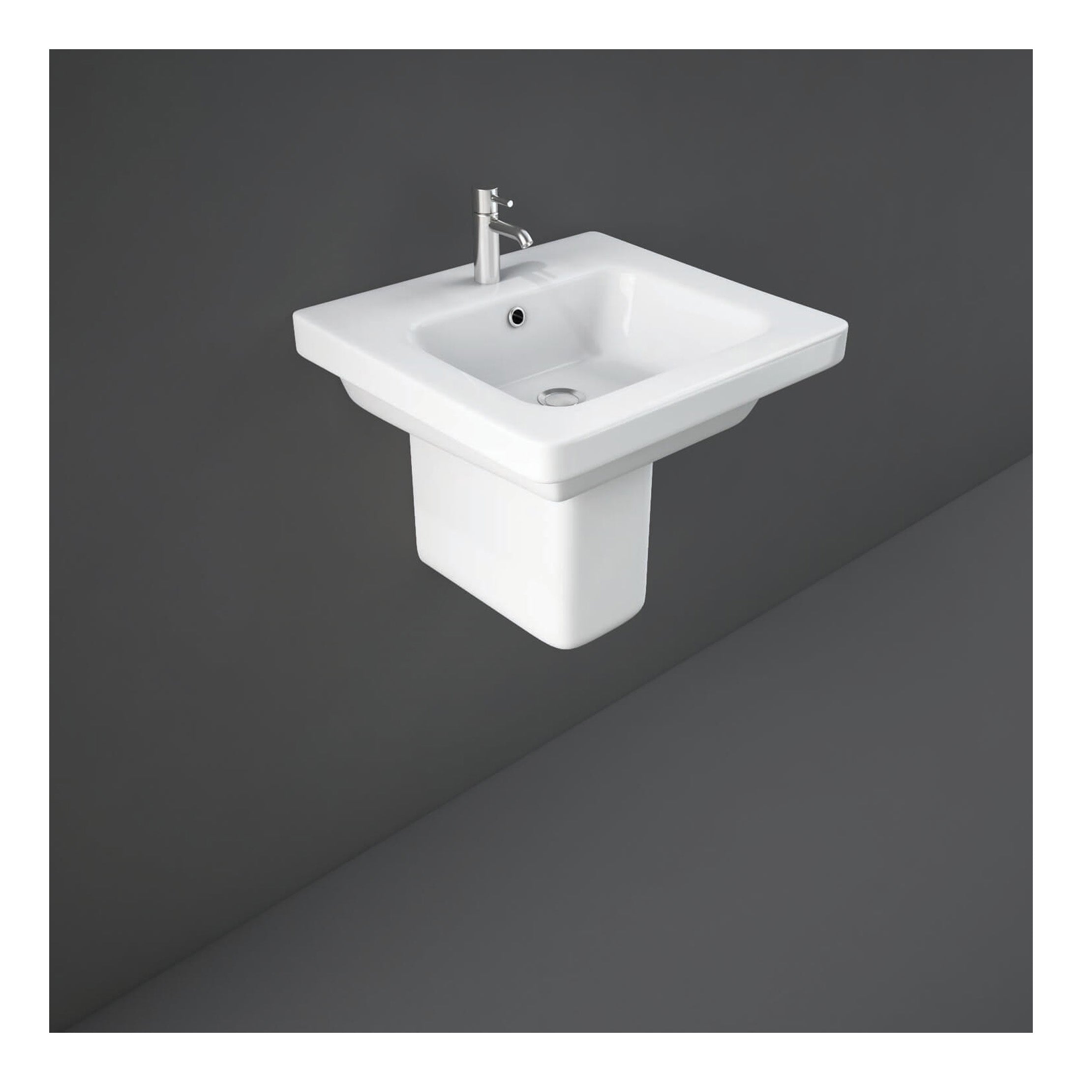 RAK Resort Basin With Semi Pedestal - 500mm Wide - 1 TH - Alpine White