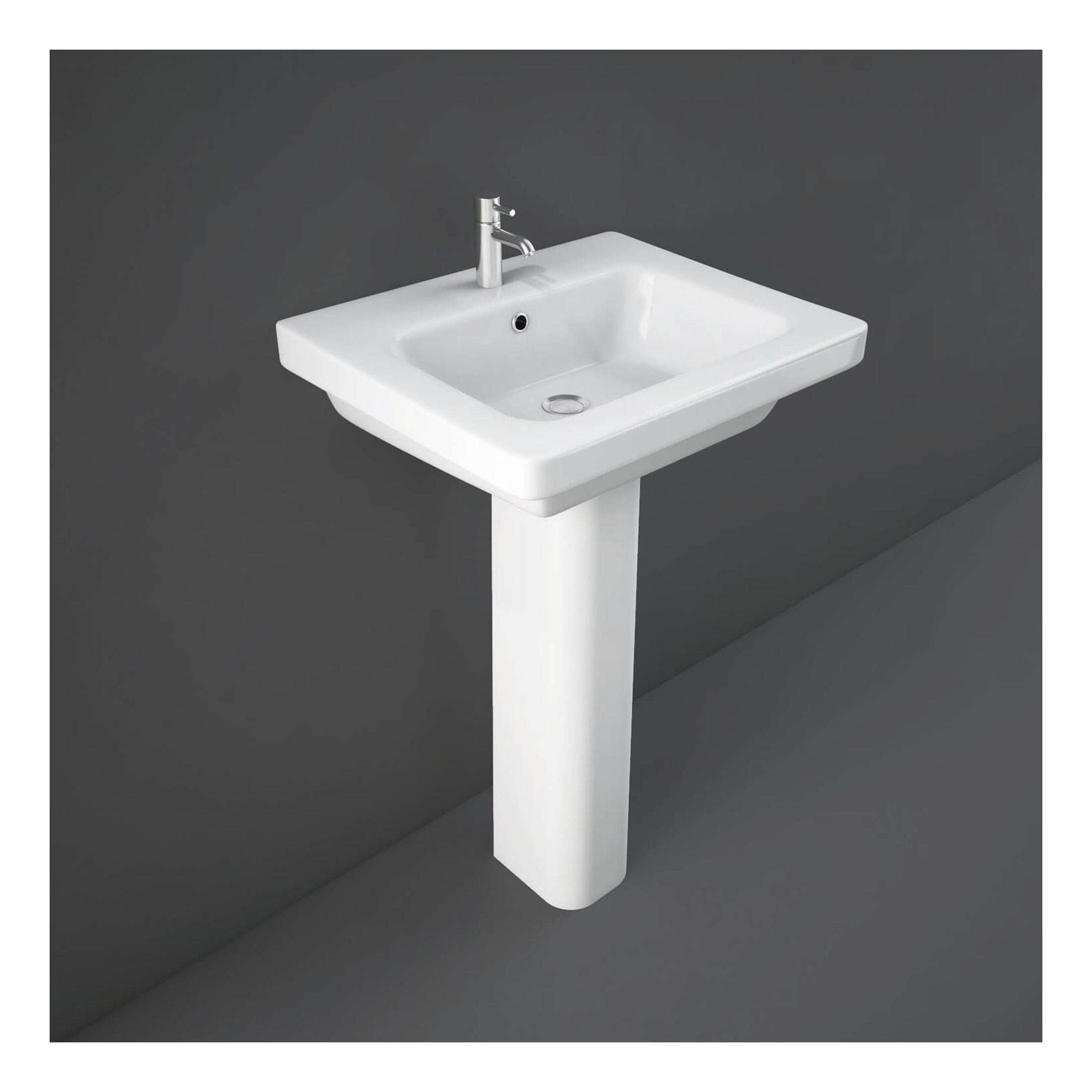 RAK Resort Basin With Full Pedestal - 550mm Wide - 1 TH - Alpine White