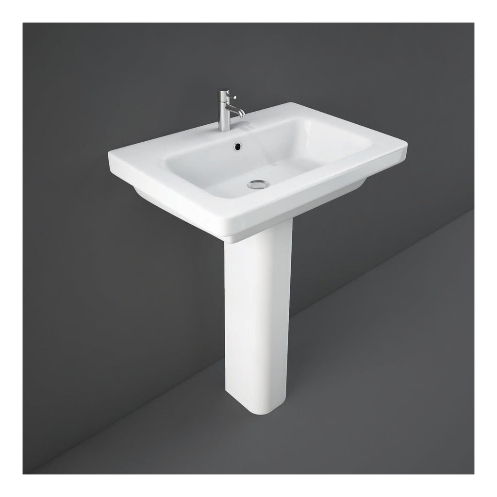 RAK Resort Basin With Full Pedestal - 650mm Wide - 1 TH - Alpine White