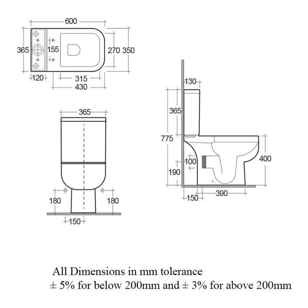 RAK Series 600 Close Coupled Toilet With Cistern And Soft Close Seat - White