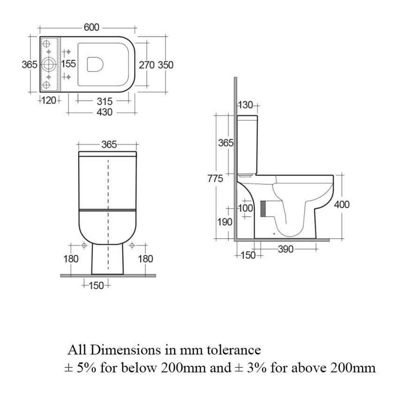 RAK Series 600 Close Coupled Toilet With Cistern And Soft Close Seat - White