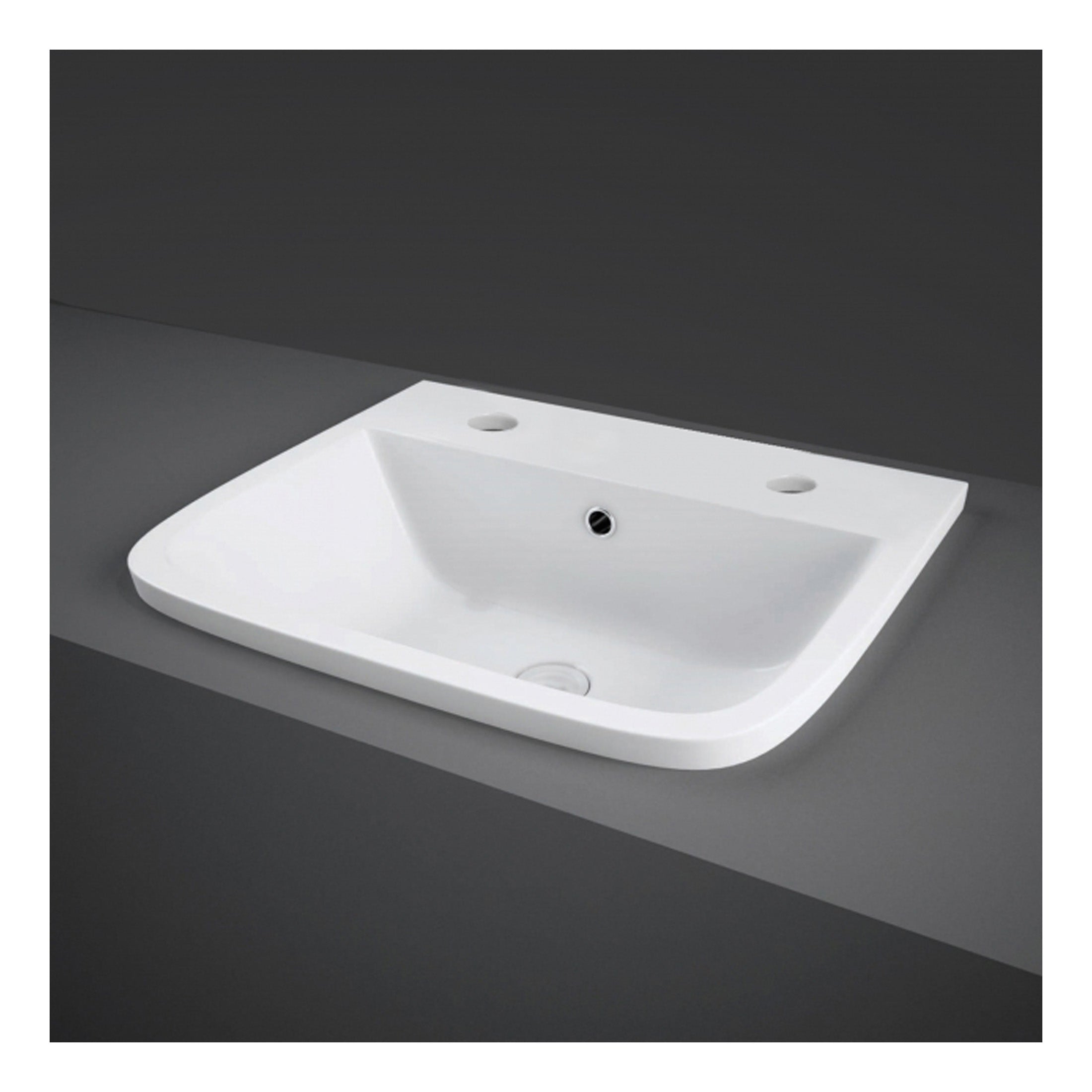 RAK Series 600 Inset Vanity Basin - 500mm Wide - 2 TH - Alpine White