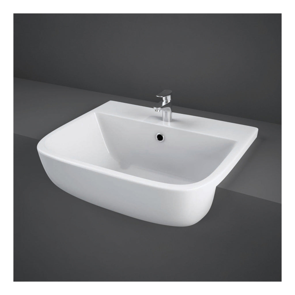 RAK Series 600 Semi Recessed Basin - 520mm Wide - 1 TH - Alpine White