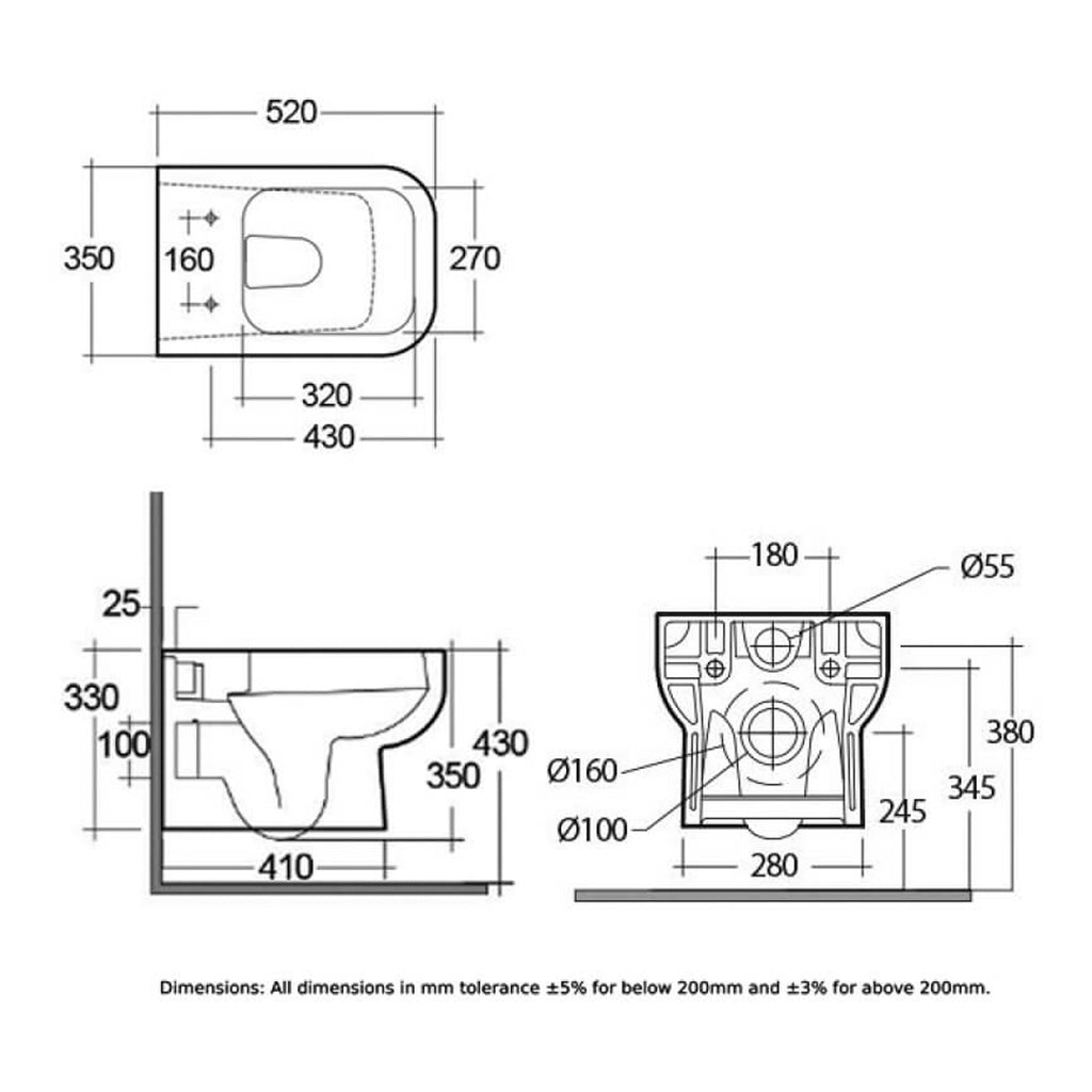 RAK Series 600 Rimless Wall Hung Toilet With Slim Sandwich Soft Close Seat - White