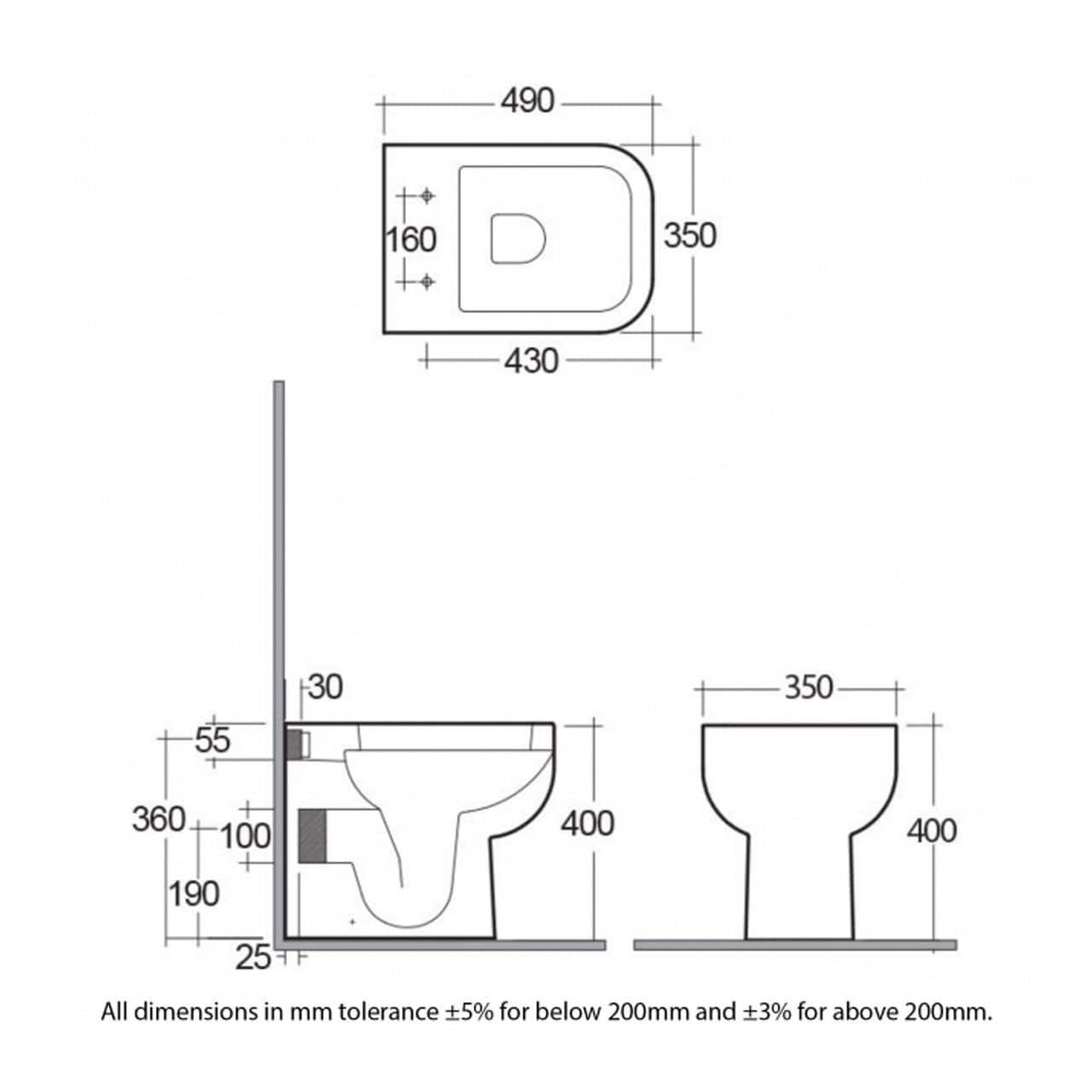 RAK Series 600 Back to Wall Toilet With Slim Sandwich Soft Close Seat - White
