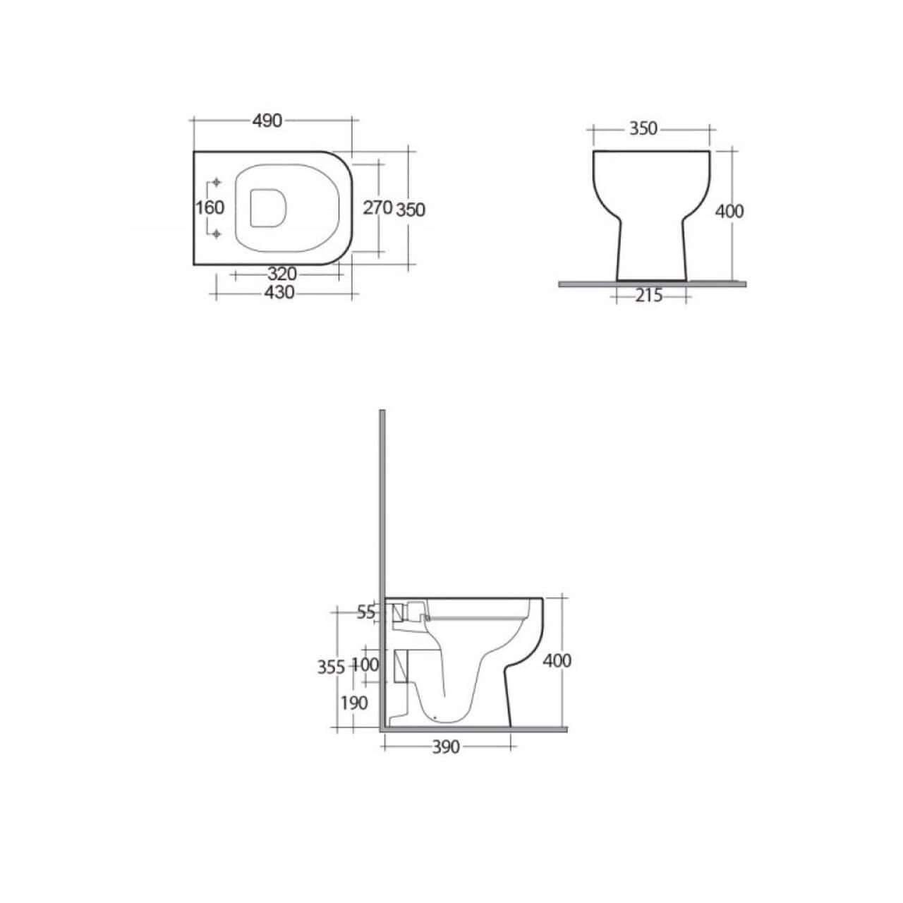 RAK Series 600 Rimless Back to Wall Toilet With Soft Close Seat - White