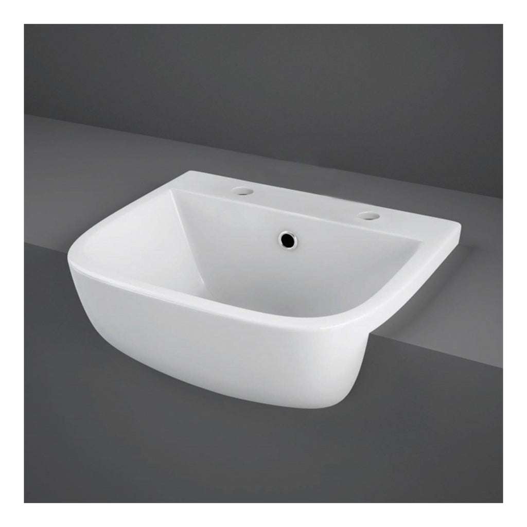 RAK Series 600 Semi Recessed Basin - 420mm Wide - 2 TH - Alpine White