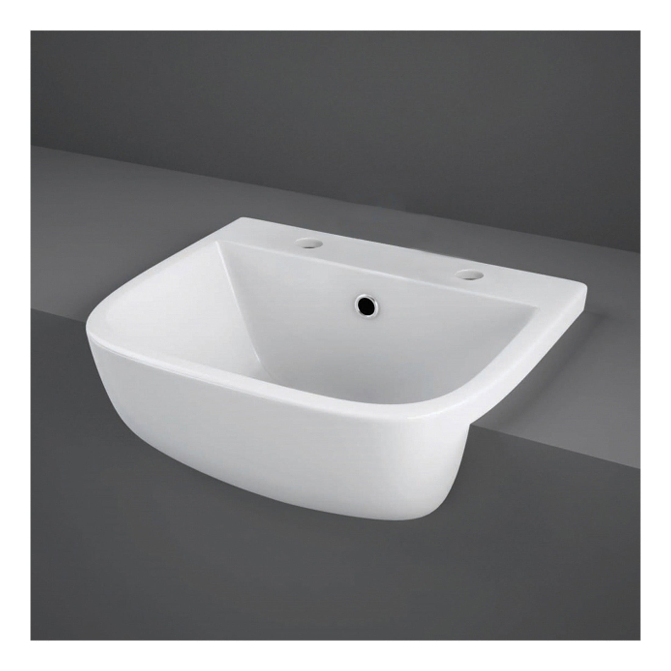 RAK Series 600 Semi Recessed Basin - 420mm Wide - 2 TH - Alpine White