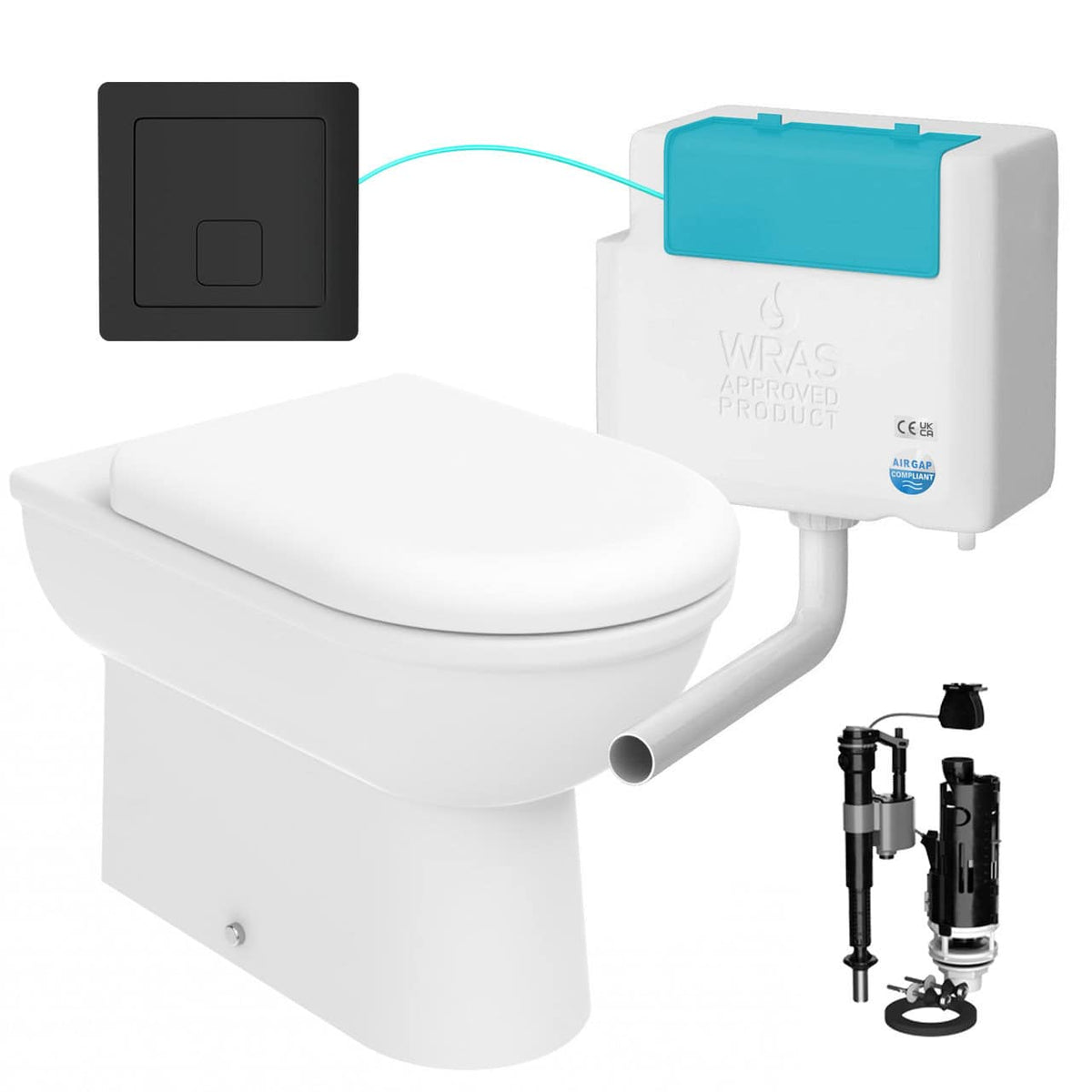 Back to Wall Toilet With Bottom Entry Cistern &amp; Flush Plate