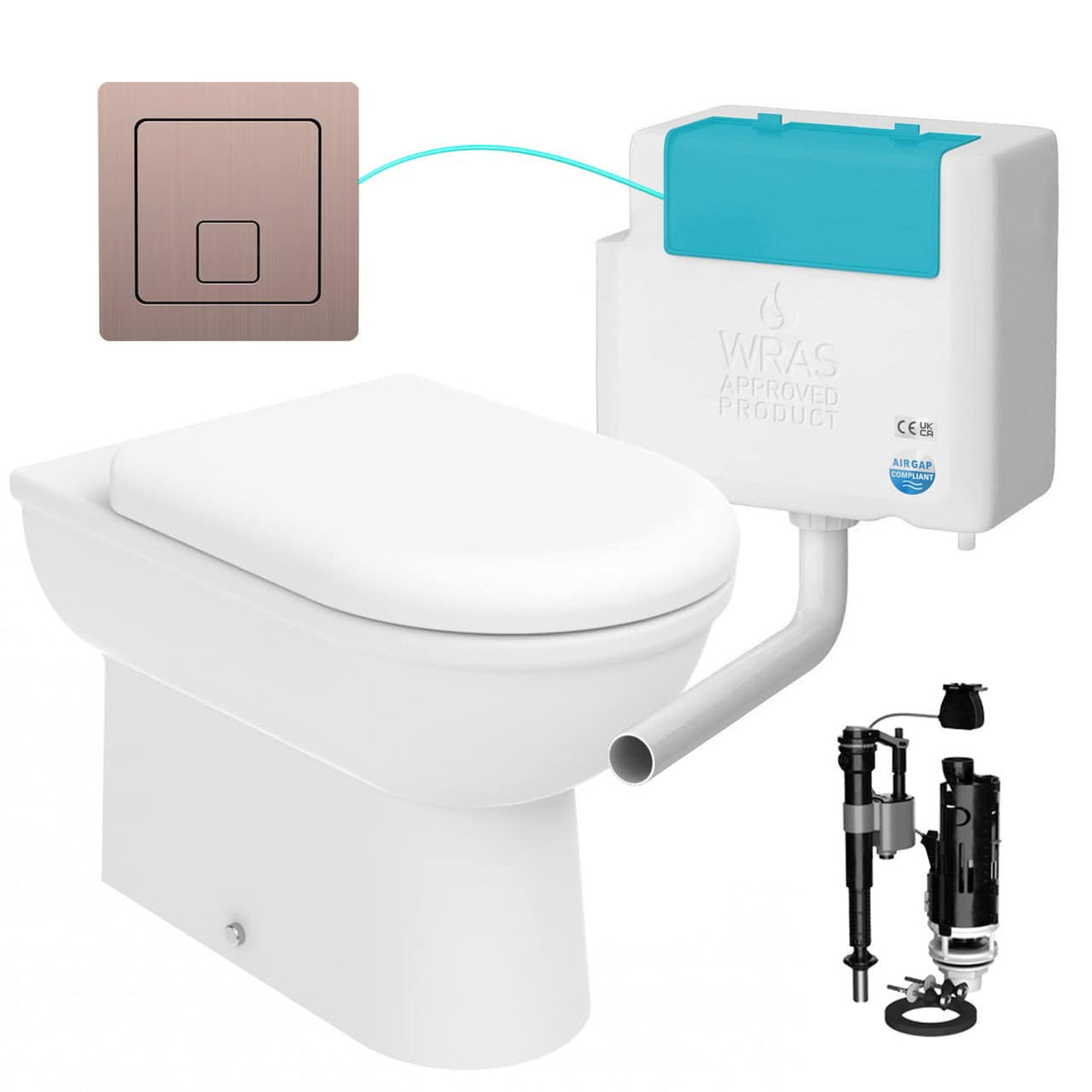 Back to Wall Toilet With Bottom Entry Cistern &amp; Flush Plate