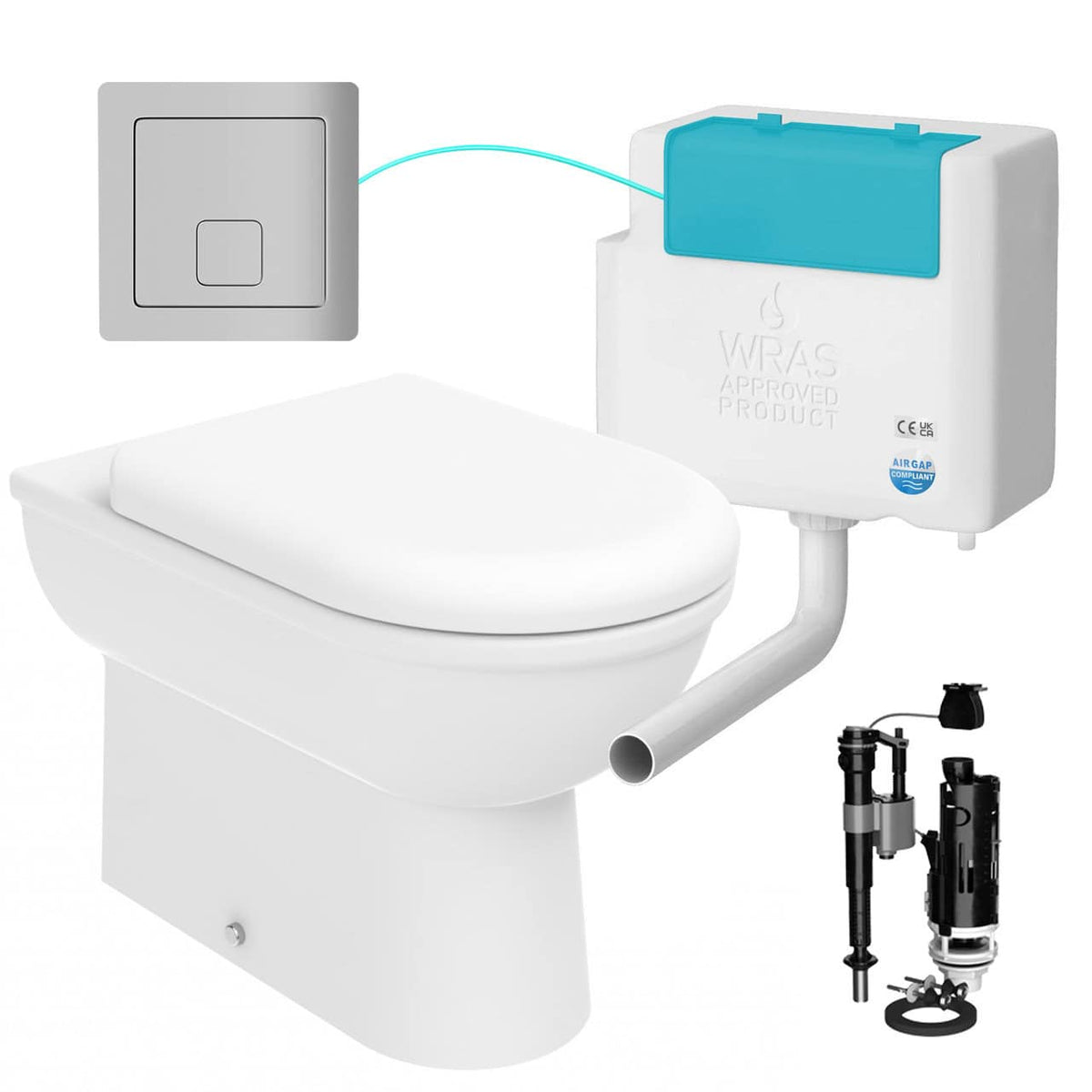 Back to Wall Toilet With Bottom Entry Cistern &amp; Flush Plate