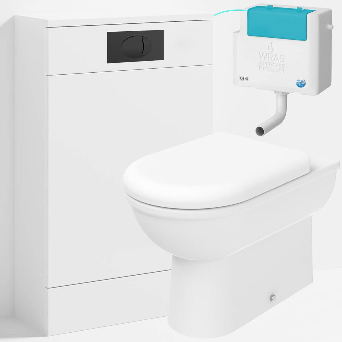 Back to Wall Toilet With WC Unit, Side Entry Cistern &amp; Flush Plate