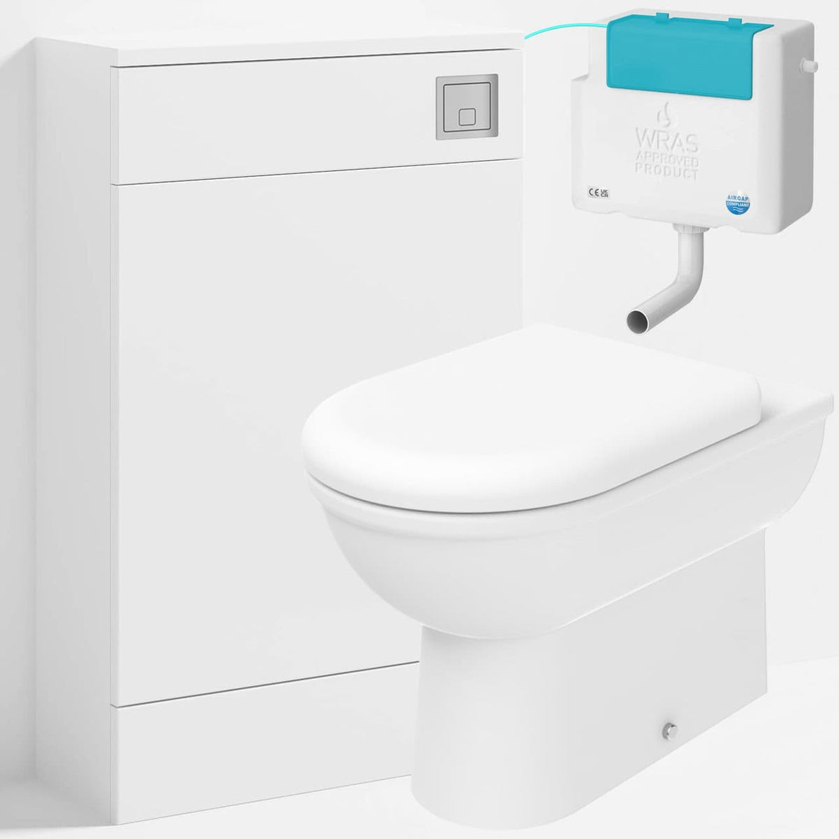 Back to Wall Toilet With WC Unit, Side Entry Cistern &amp; Flush Plate
