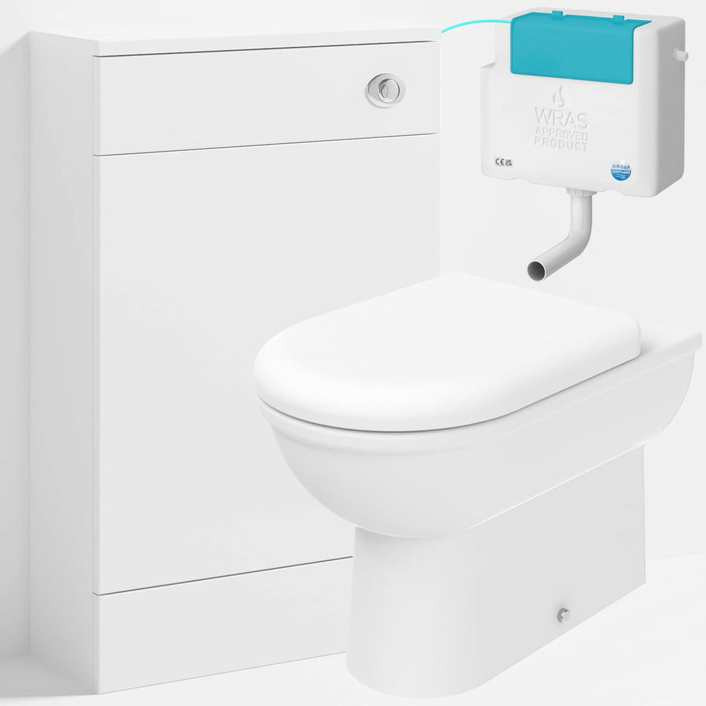 Back to Wall Toilet With WC Unit, Side Entry Cistern &amp; Flush Plate