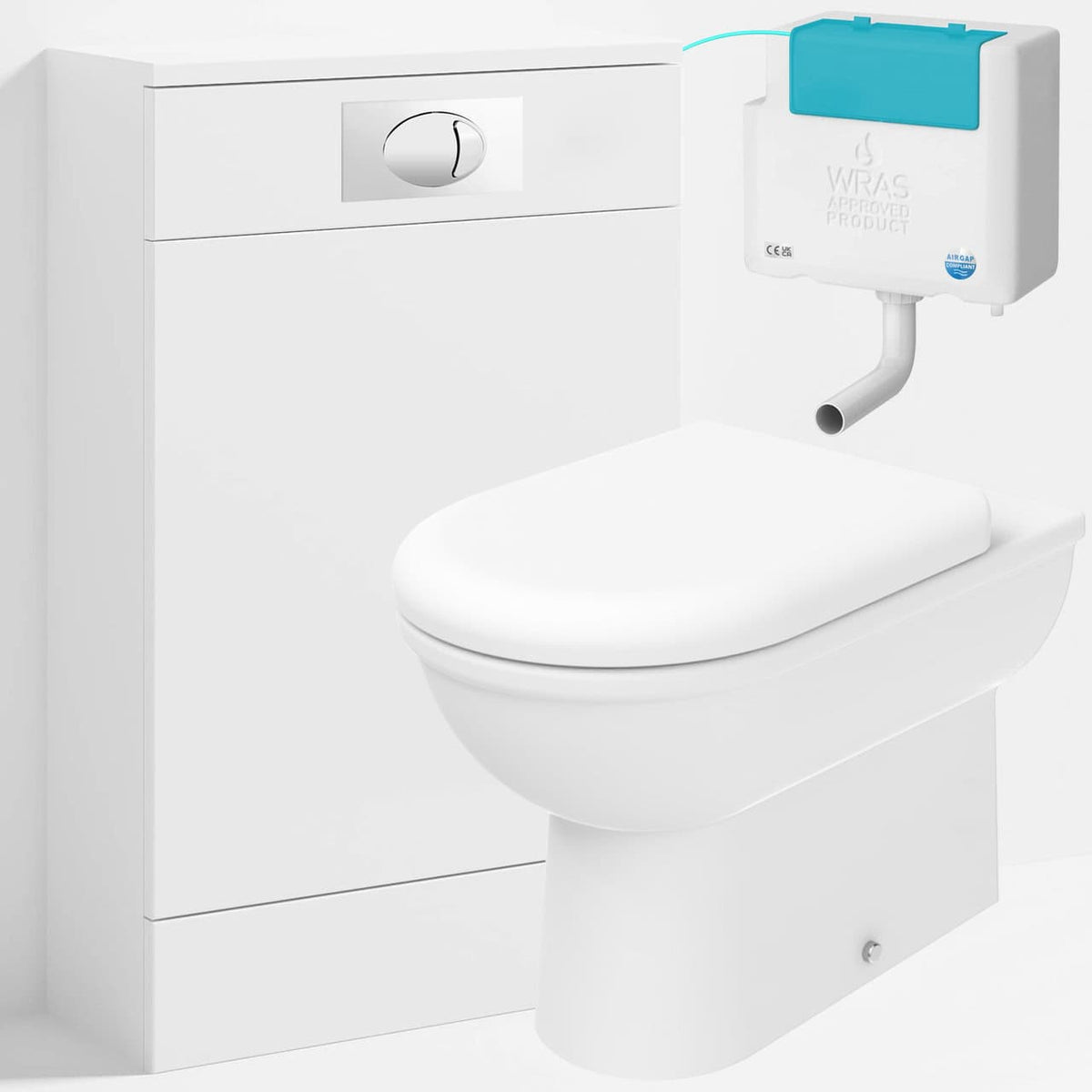Back to Wall Toilet With WC Unit, Bottom Entry Cistern &amp; Flush Plate